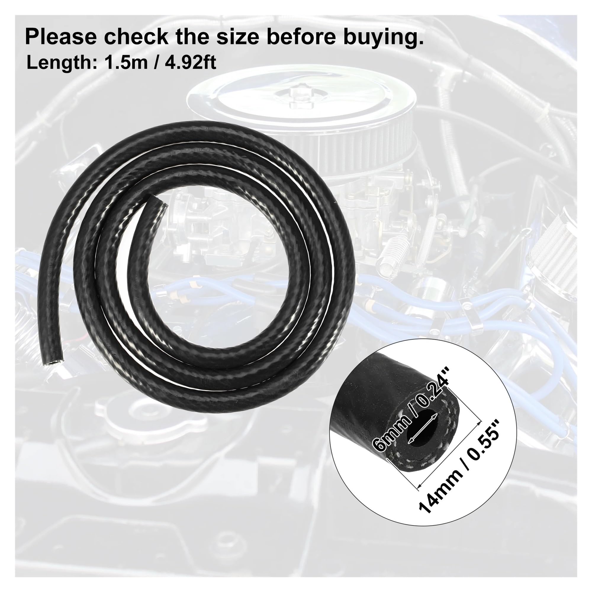 Tubo flessibile for vuoto in silicone for autoveicoli, tubo di aspirazione dell'aria del motore, lunghezza 1 m, 1,5 m, diametro interno 6 mm, 8 mm, 10 mm, 18 mm(12mm ID 1.5M)