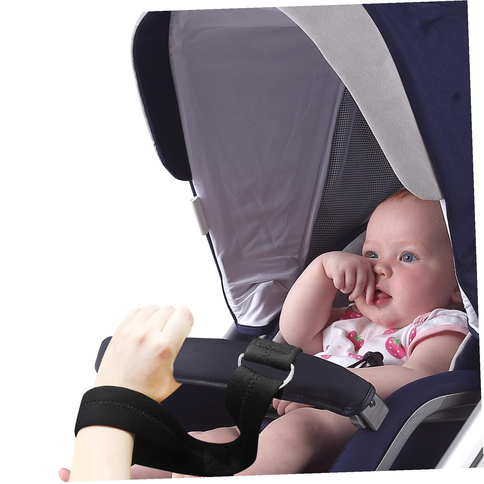 Braccialetto di Sicurezza per Passeggino Ragazzo Ragazza Nero | Neoprene Anti-scivolo, per Carrello della Spesa, Fascia da Polso Compatta