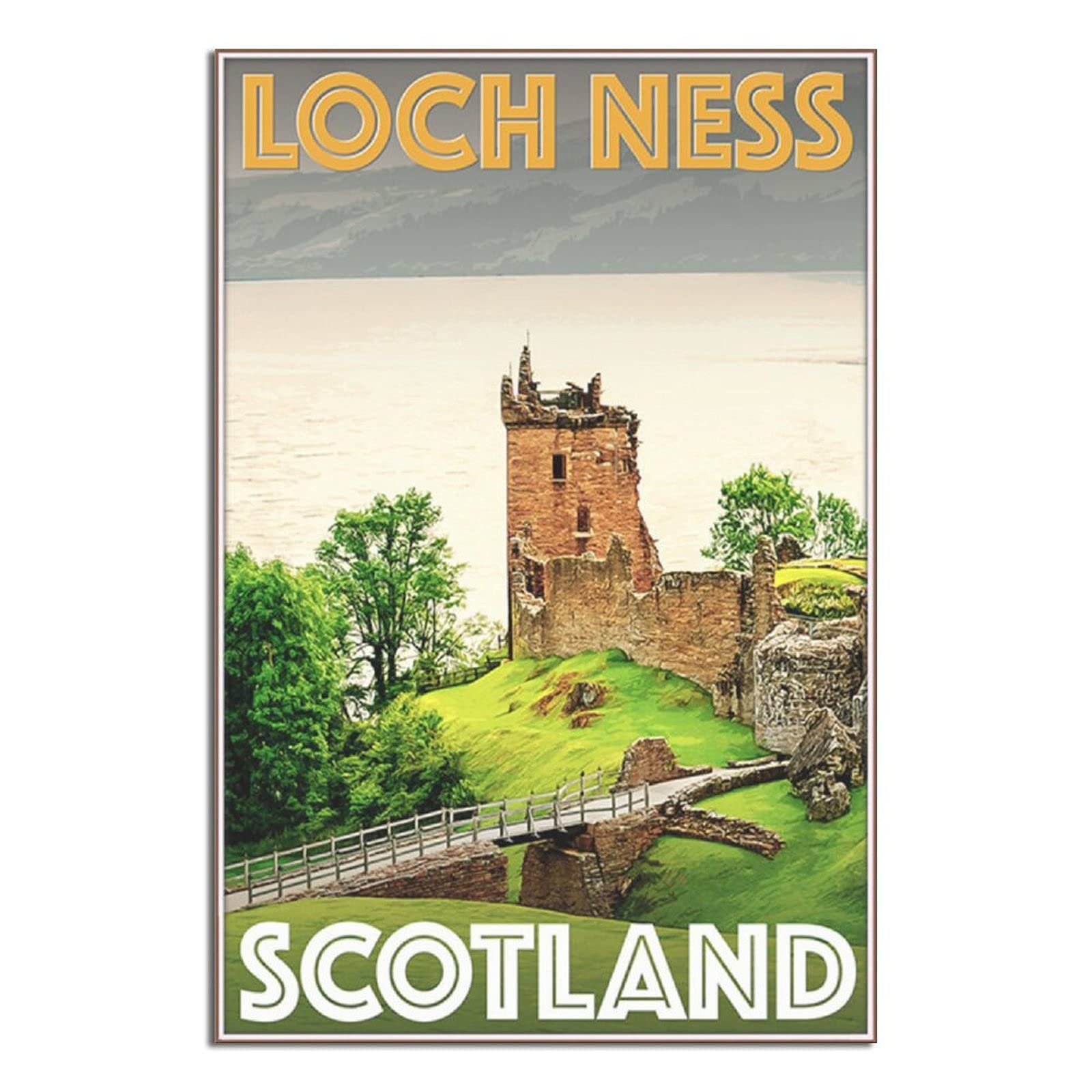 Kziwq T442 Metal Tin Sign Loch Ness Landmark Scotland Vintage Travel Tin Sign Vintage Rustic Decor Cave Coffee Shop Bar Bedroom Home Wall Decor Nostalgic Tin Sign 15X30cm