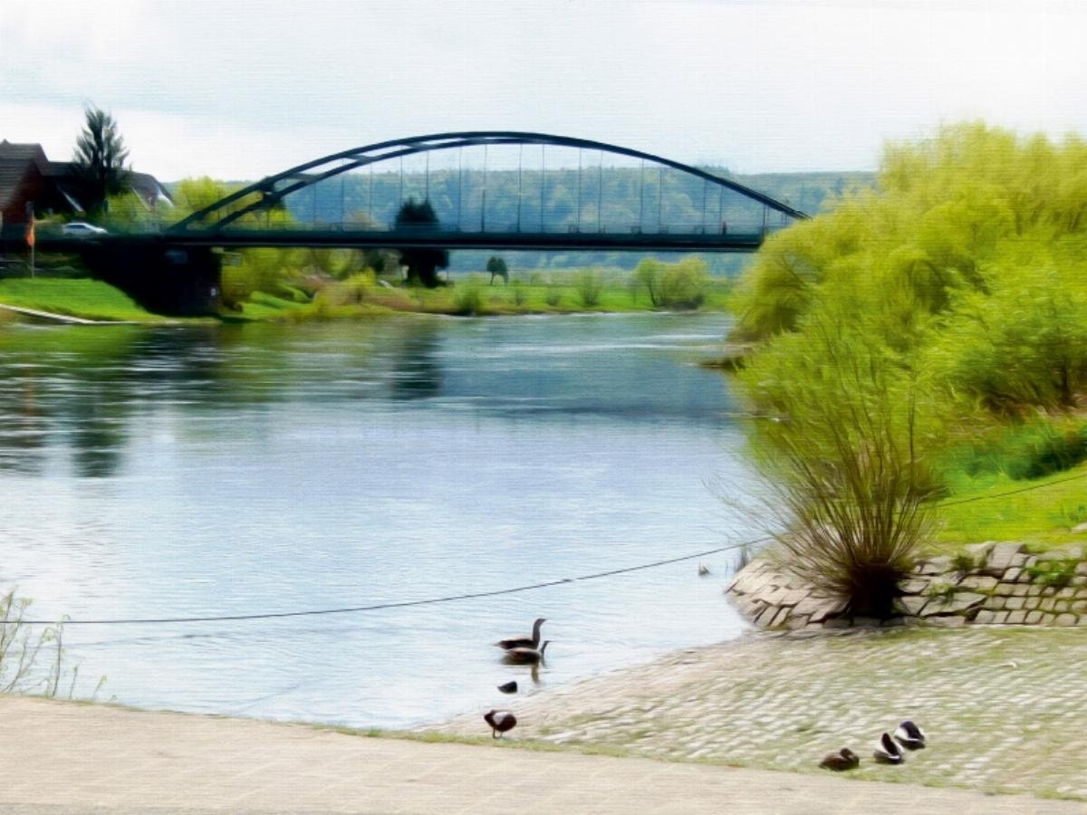 CALVENDO Puzzle Pont de la Weser Beverungen - Lauenförde 1000 Pieces 64 x 48 cm from Sonja Teßen