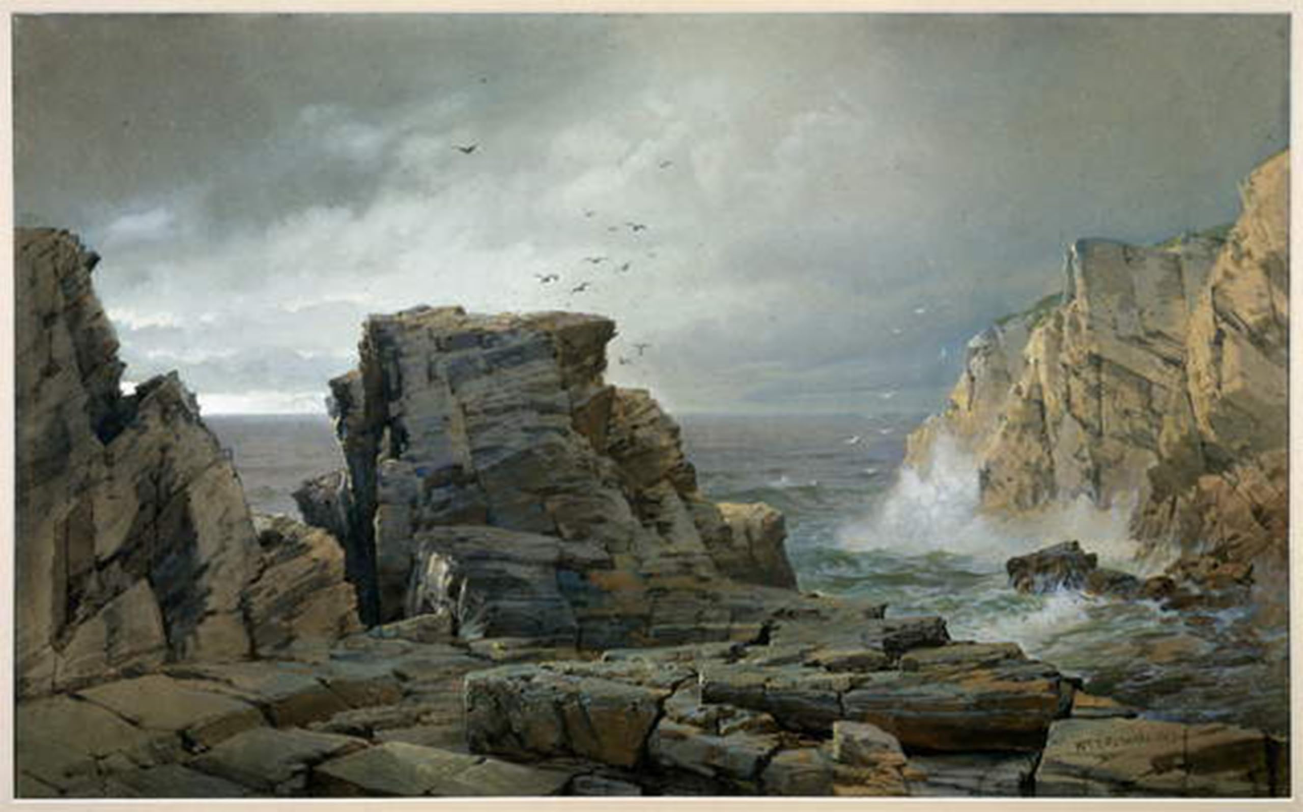 ARTXLXXBN Famous Art Print Poster Vintage Wall Art the waves by William Trost Richards Canvas Art Poster for Home Decor 60x90cm