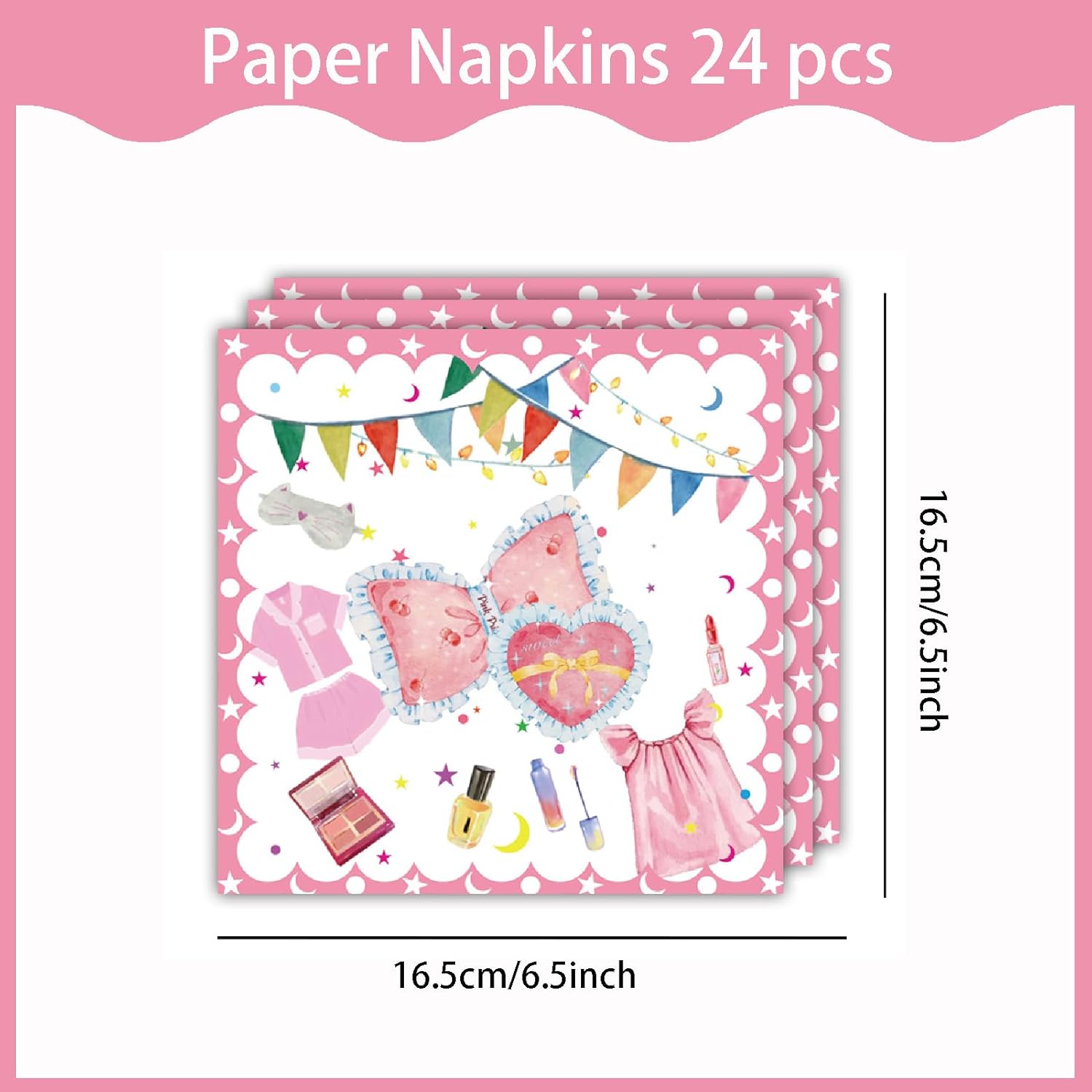 96 Pcs Slumber Party Decorations Pack for Girls, Sleepover Pajama Birthday Party Supplies Includes Slumber Plates, Slumber Napkins, Forks for Girls Sleepover Themed Party Supplies, Serve 24 - Image 5