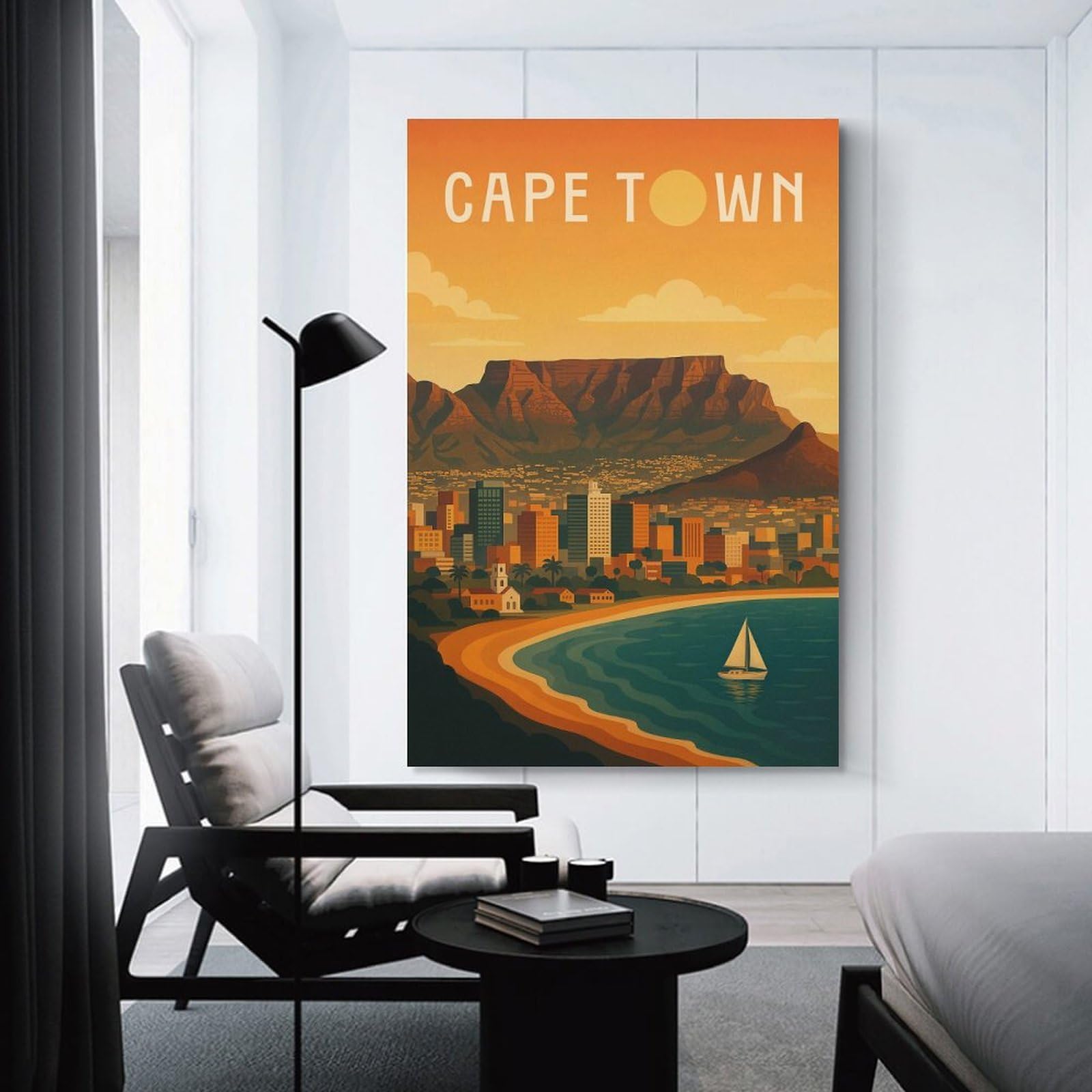 Junmoney Unframe-Style-5 Cape Town Travel (2) Decorative Wall Artwork 20X30inch(50X75cm), For Home Lounge, Bedroom Or Reading Nook, Modern Wall Decor For Cosy Interiors