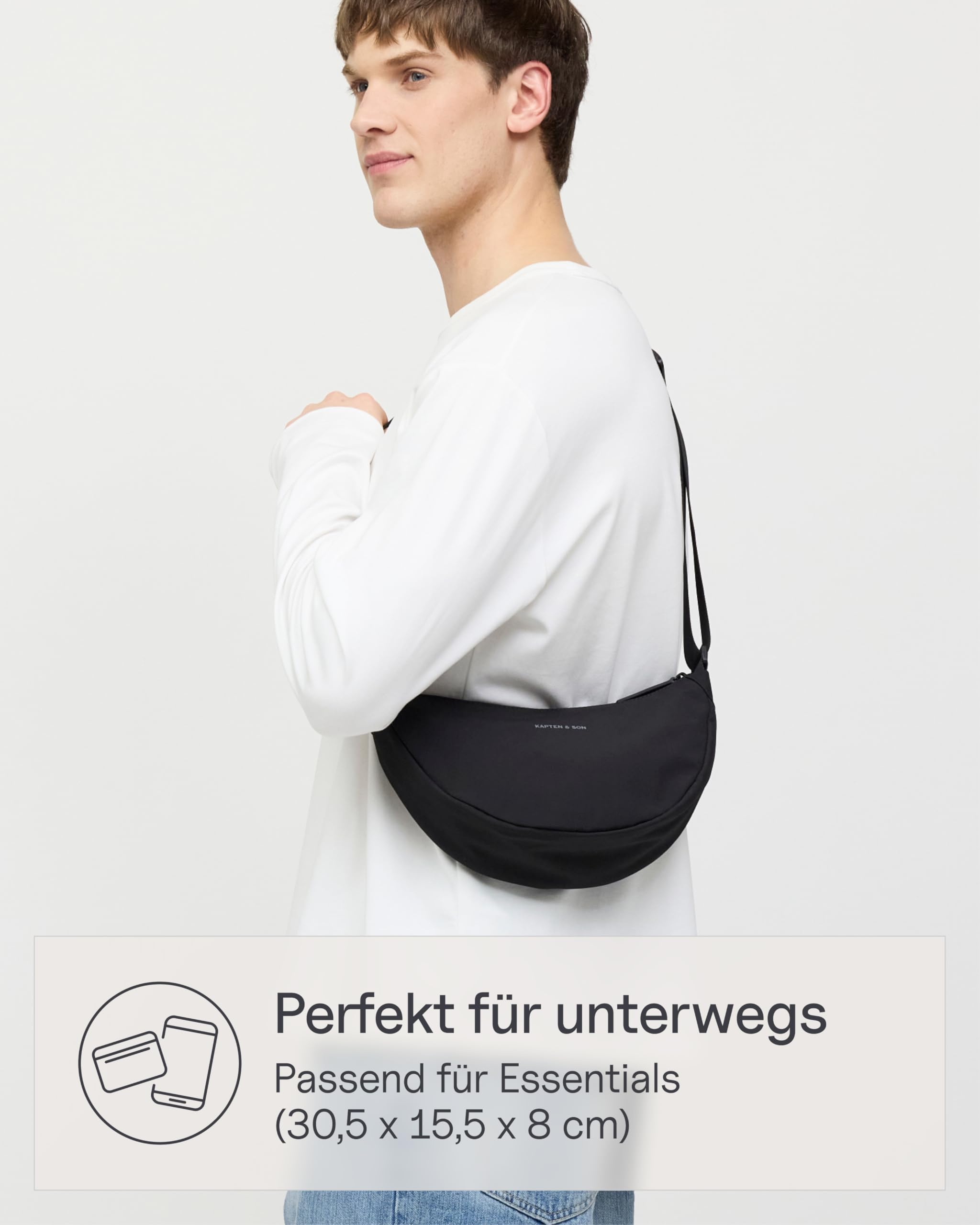 Kapten & Son Moon Bag 3,5L | Bauchtasche Damen & Herren | Crossbody Bag Damen mit längenverstellbarem Gurt & Anti-Diebstahlfach | Umhängetasche wasserabweisend | ideal für Reisen, Festival & Alltag