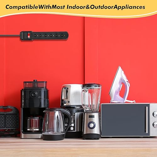 Miniatura 5 de Kanayu 12 tiras de alimentación con 6 tomacorrientes de 6 tomas de corriente de extensión eléctrica de 6 pies de largo, extensor de toma de