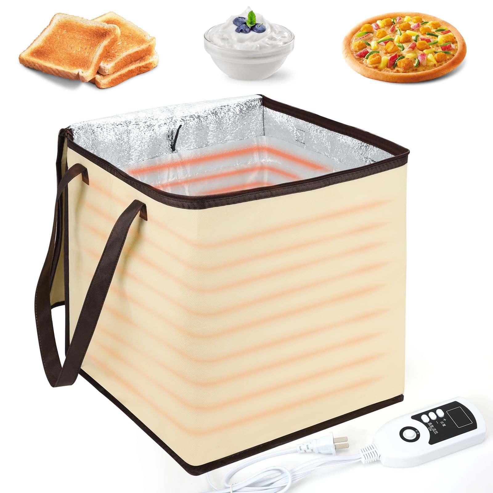 XoTiq Caja de fermentación de 14 pulgadas, kit de prueba de masa para pan y pizza, fermentador de masa con calentador para hacer pan, yogur, natto y jabón hecho a mano