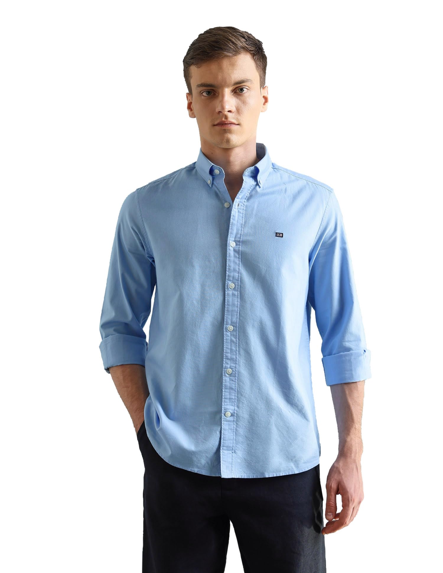 arrow Sport Solid Slim Fit Cotton Shirt for Men - Full Sleeve Mens Casual Shirts-picture-10