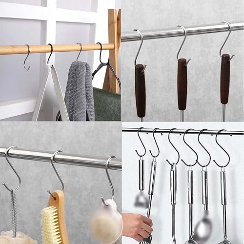 Miniatura 3 de Paquete de 10 ganchos en forma de S de 3.5 pulgadas 410 ganchos de metal de acero inoxidable para el hogar, oficina, taller
