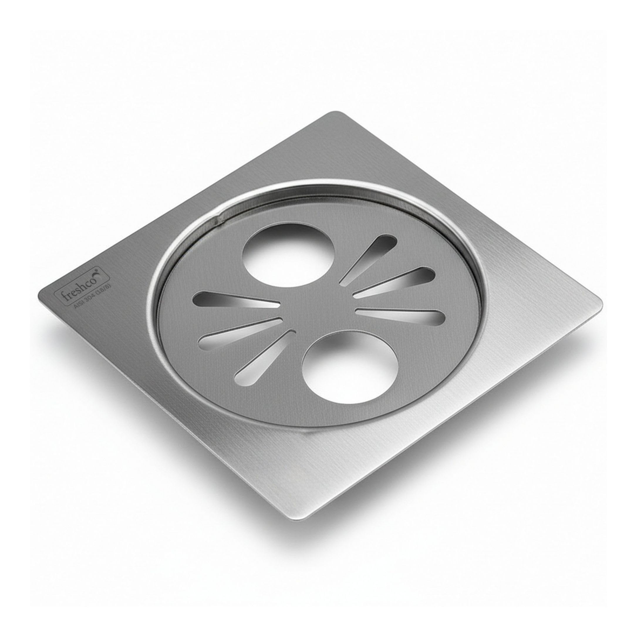 Freshco Square 5x5 Floor Drain Jali - Daisy Design (2 Holes) - Locking System - for Double Pipes (Sink + RO/Utility) - SS 304 (1mm) - Direct Drainage-image-26
