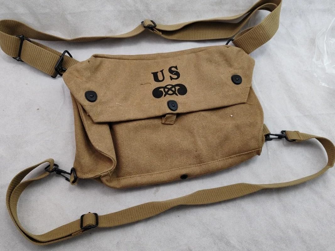 Reproduction WW2 U.S. canvas GAS MASK BAG khaki Color BACKPACK POUCH