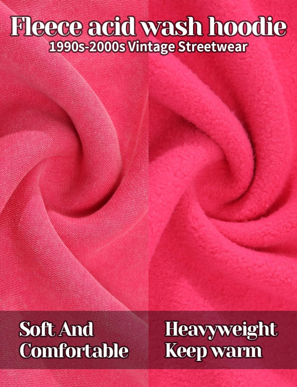 Mens Oversized Acid Wash Hoodies Heavyweight Vintage Washed Fleece Hoodie Sweatshirt for Men Women Streetwear - Image 2