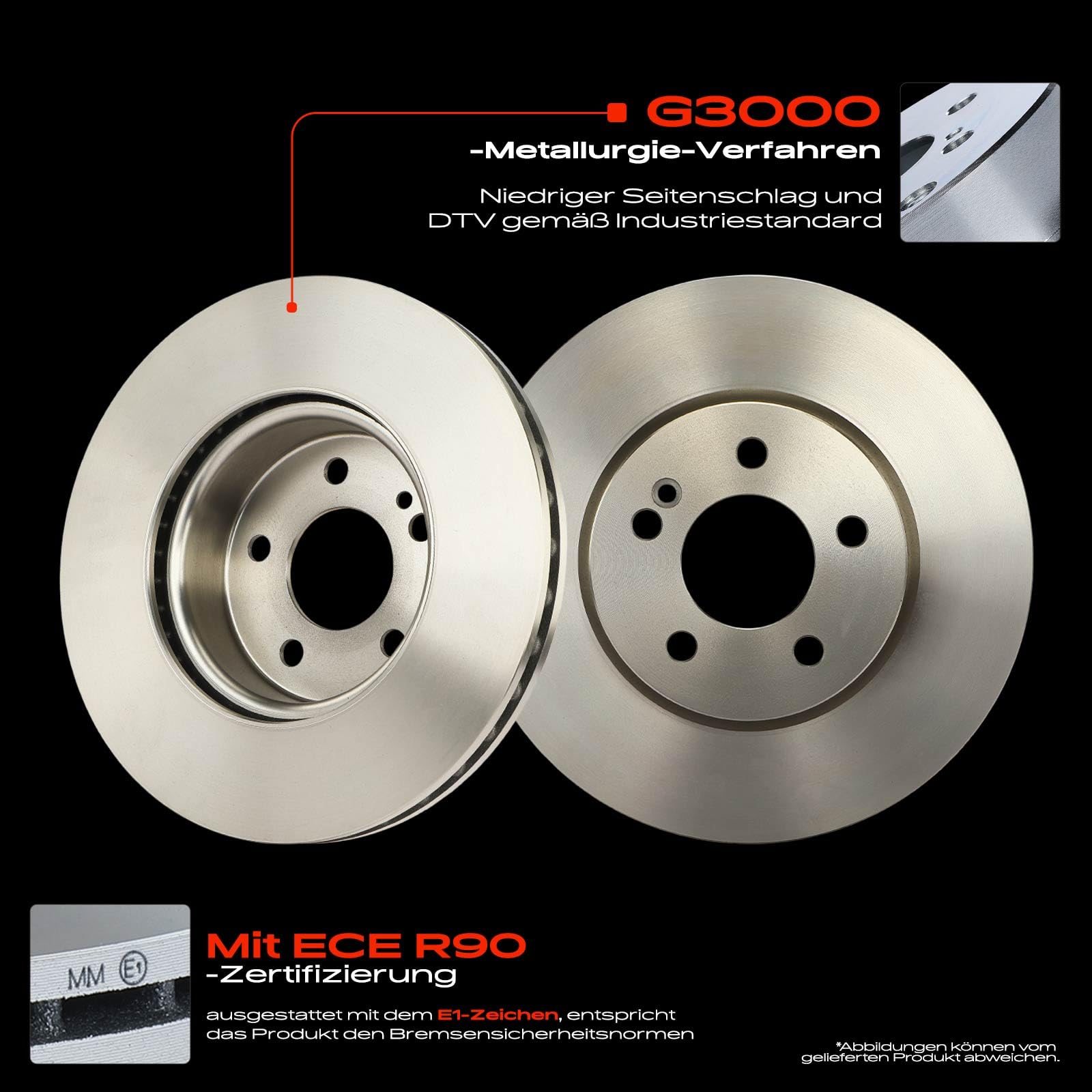 Frankberg Bremsscheibensatz inkl. 2x Bremsscheiben Vorne Belüftet Ø305mm Kompatibel mit C-Klasse W205 E-Klasse T-Model S213 Replace# 0004212512,A0004212512