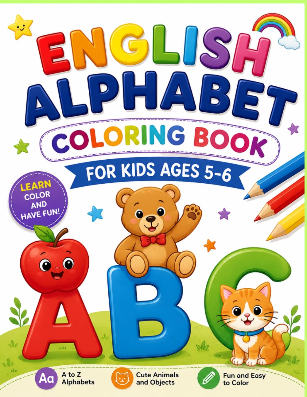 ENGLISH ALPHABET: Coloring book for kids ages 5-6