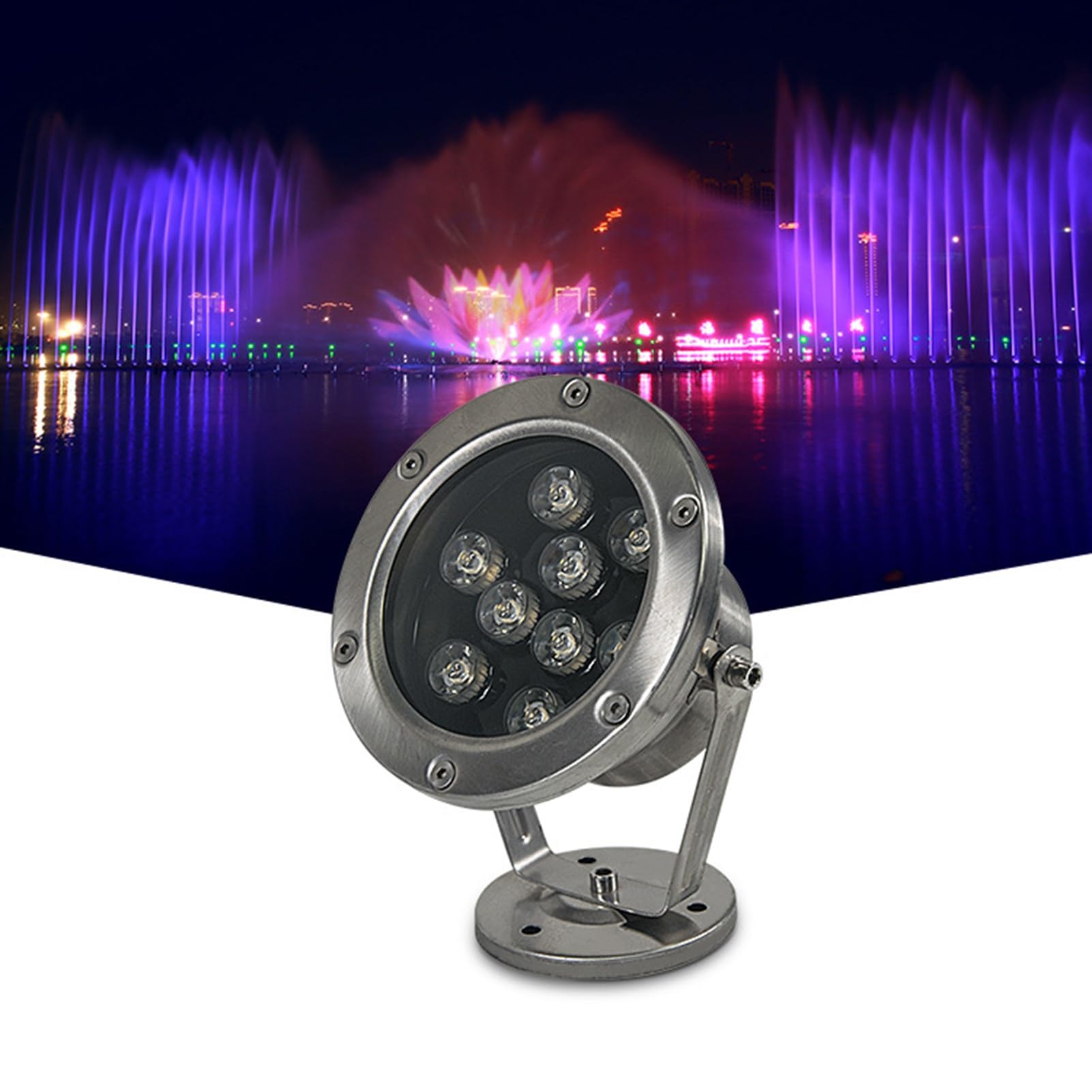 Underwater Pond Light Stainless Steel LED Fountain Lights IP68 Waterproof
