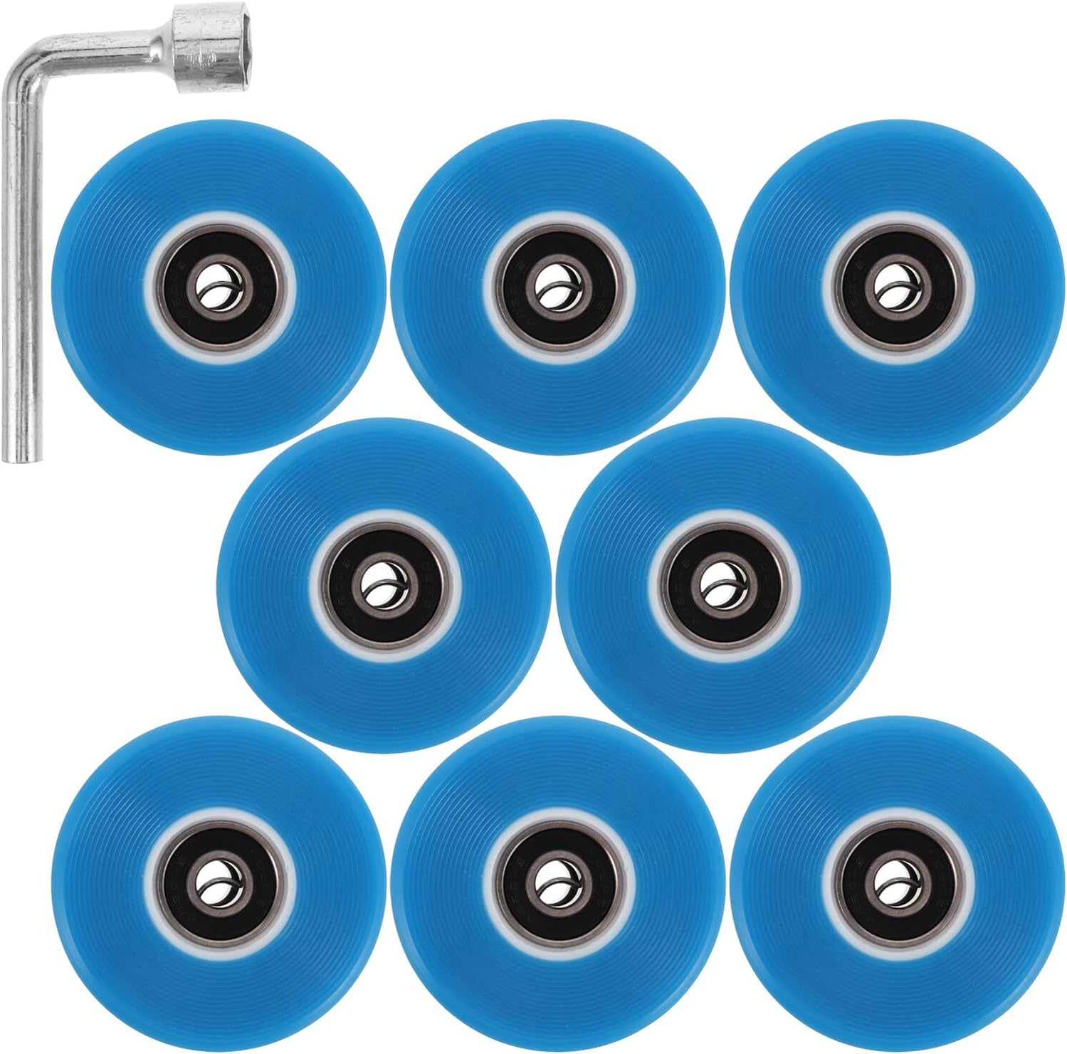 Cabilock Replacement Roller Skate Wheels Pu Quad Skate Wheels Non-light Blue 8pcs with Spanner Outdoor Sports Accessories