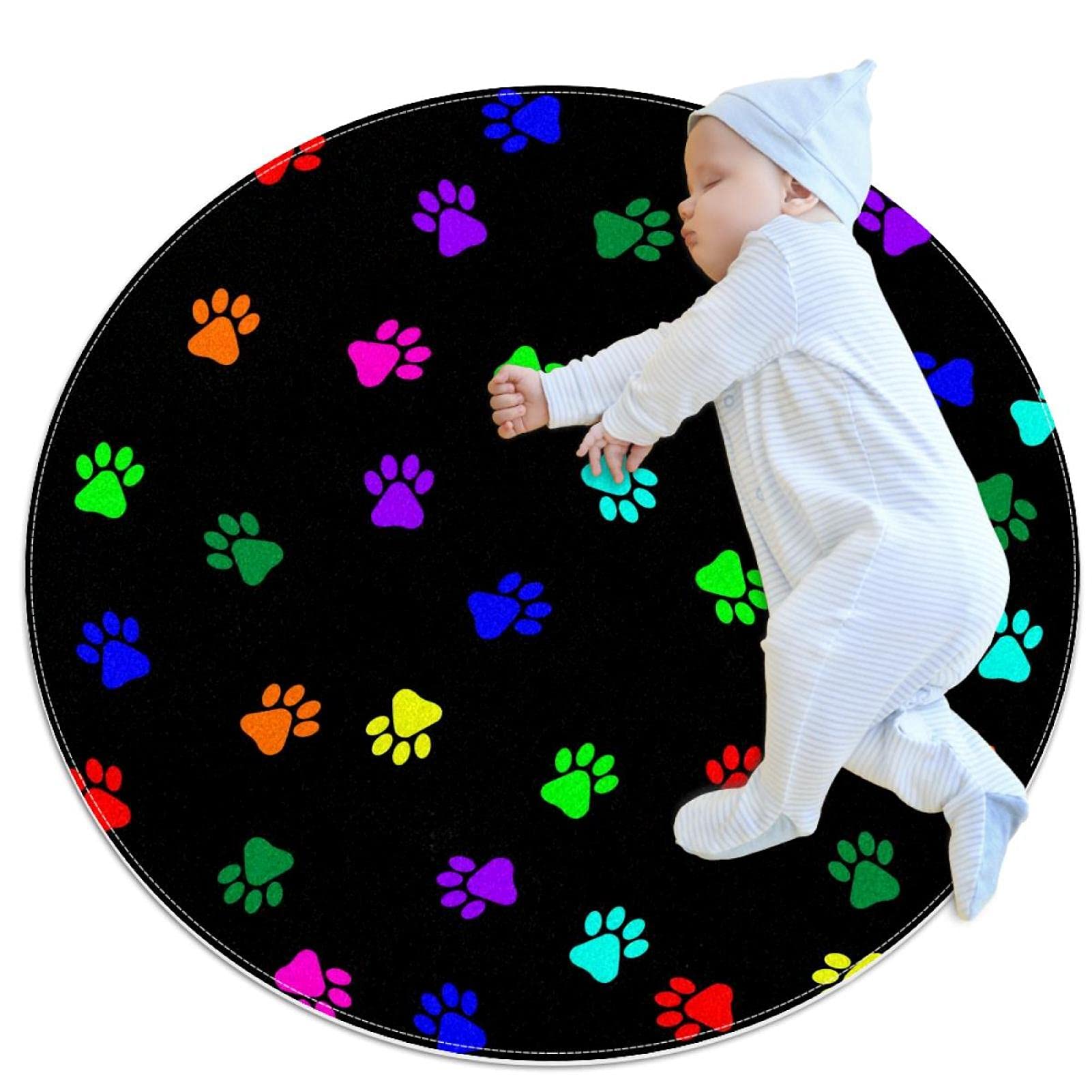 Tapis de salle de bain rond de 1m antidérapant et coloré