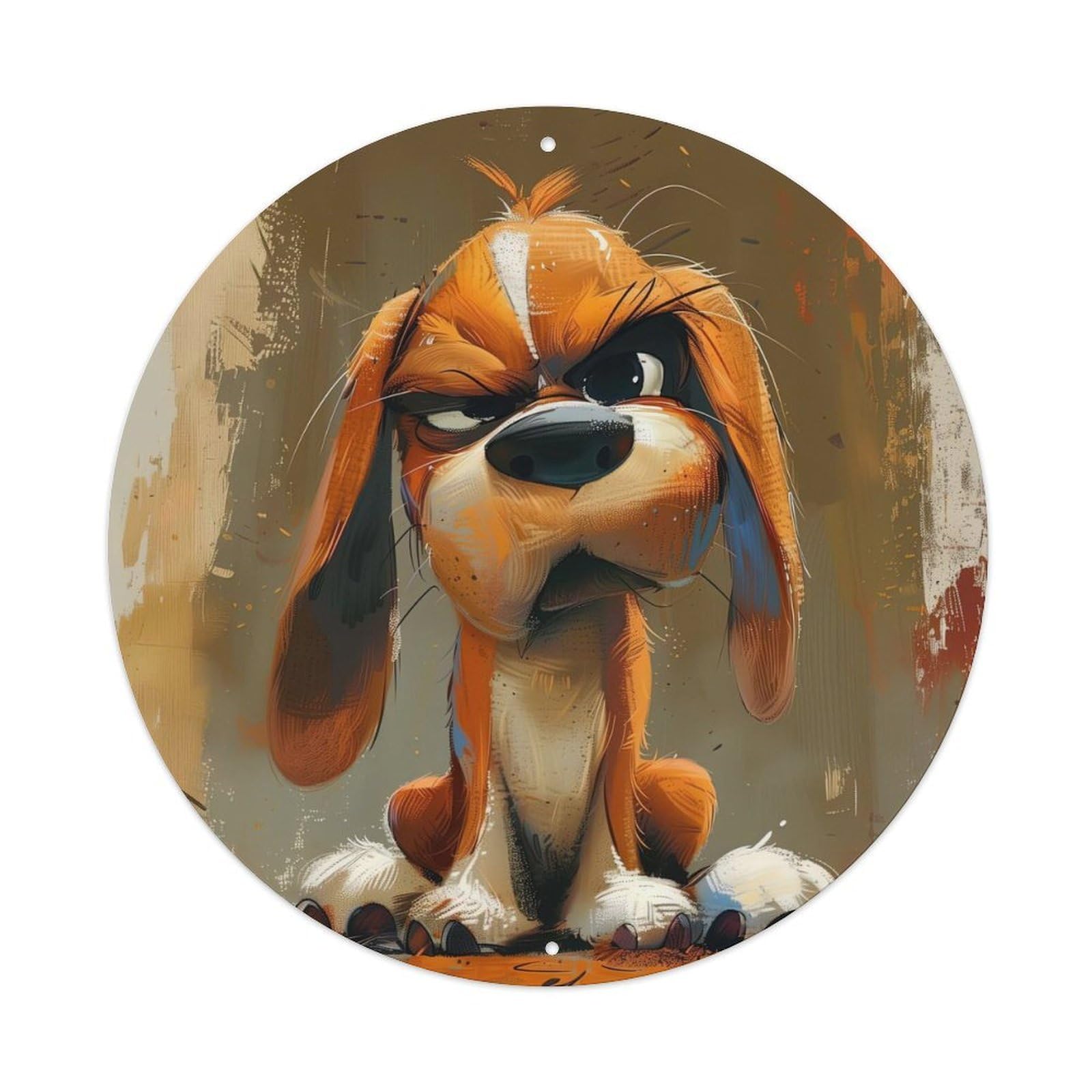Animal Pet Puppy Vintage Metal Tin Sign Plaque Wall Decor for Cafe, Club, Garden Round Metal Poster 8x8Inch