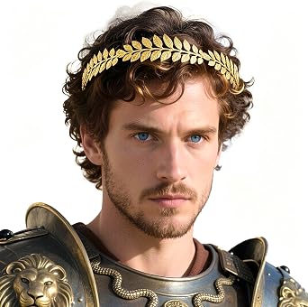 Roman Laurel Wreath Crown,Gold Leaf Headpiece Greek Goddess Emperor Headband for Toga Costume Accessory Halloween,Wedding,Party