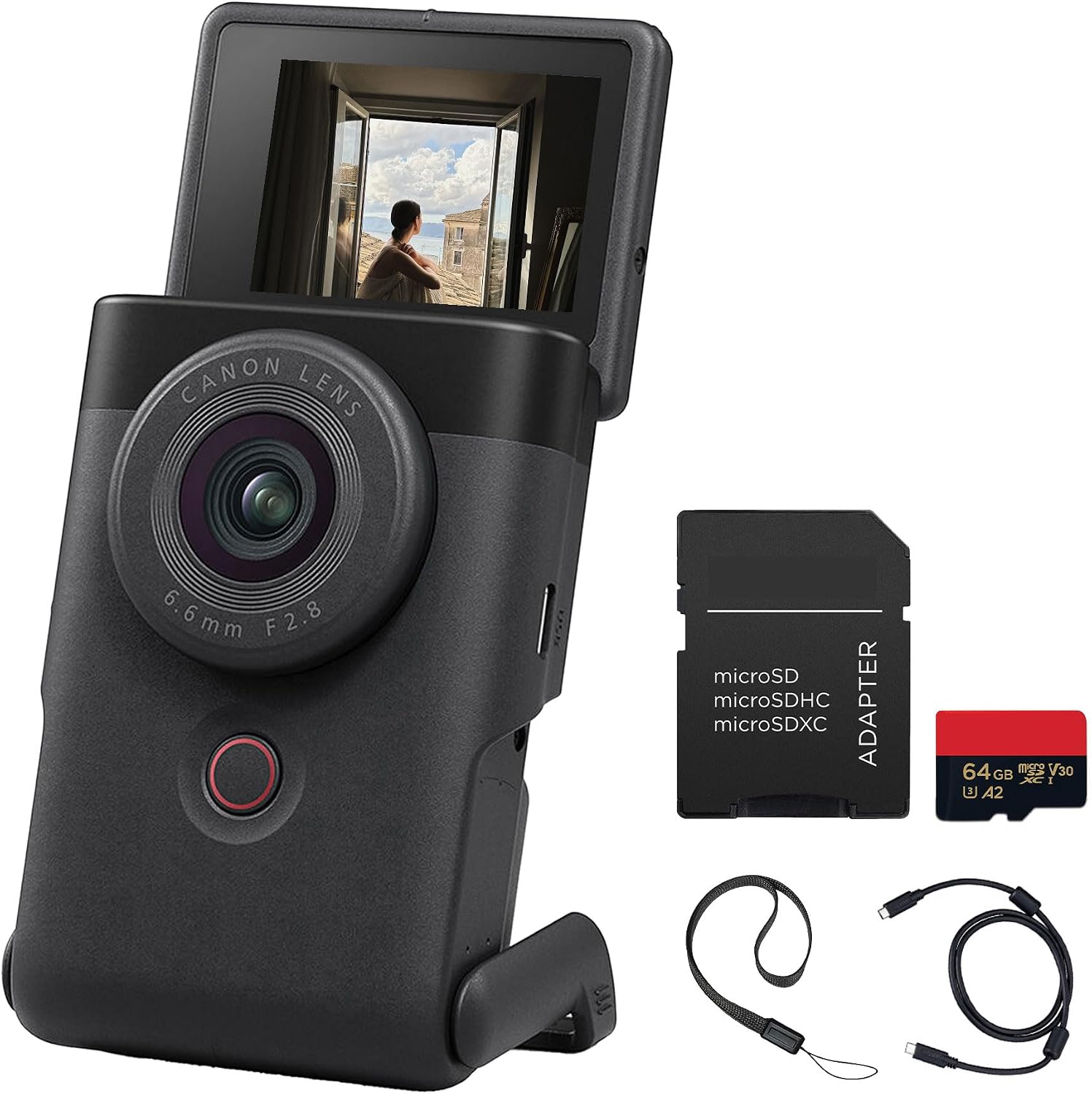 Canon PowerShot V10 Vlog Digital Camera (5947C002) (Black) Bundle