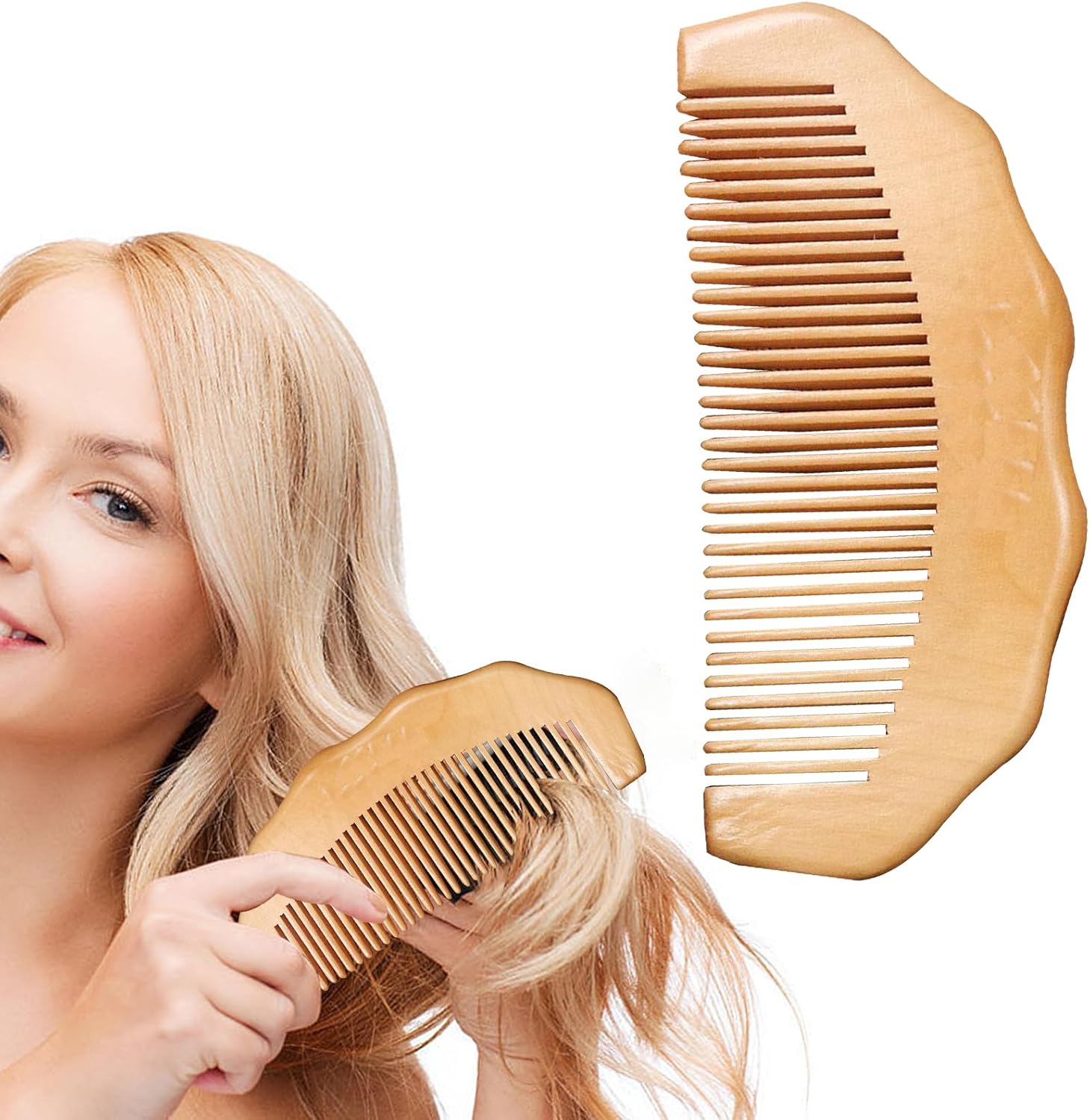 ALLWYOU Hair Comb Natural Anxiety Relief Wooden Comb Therapy Comb