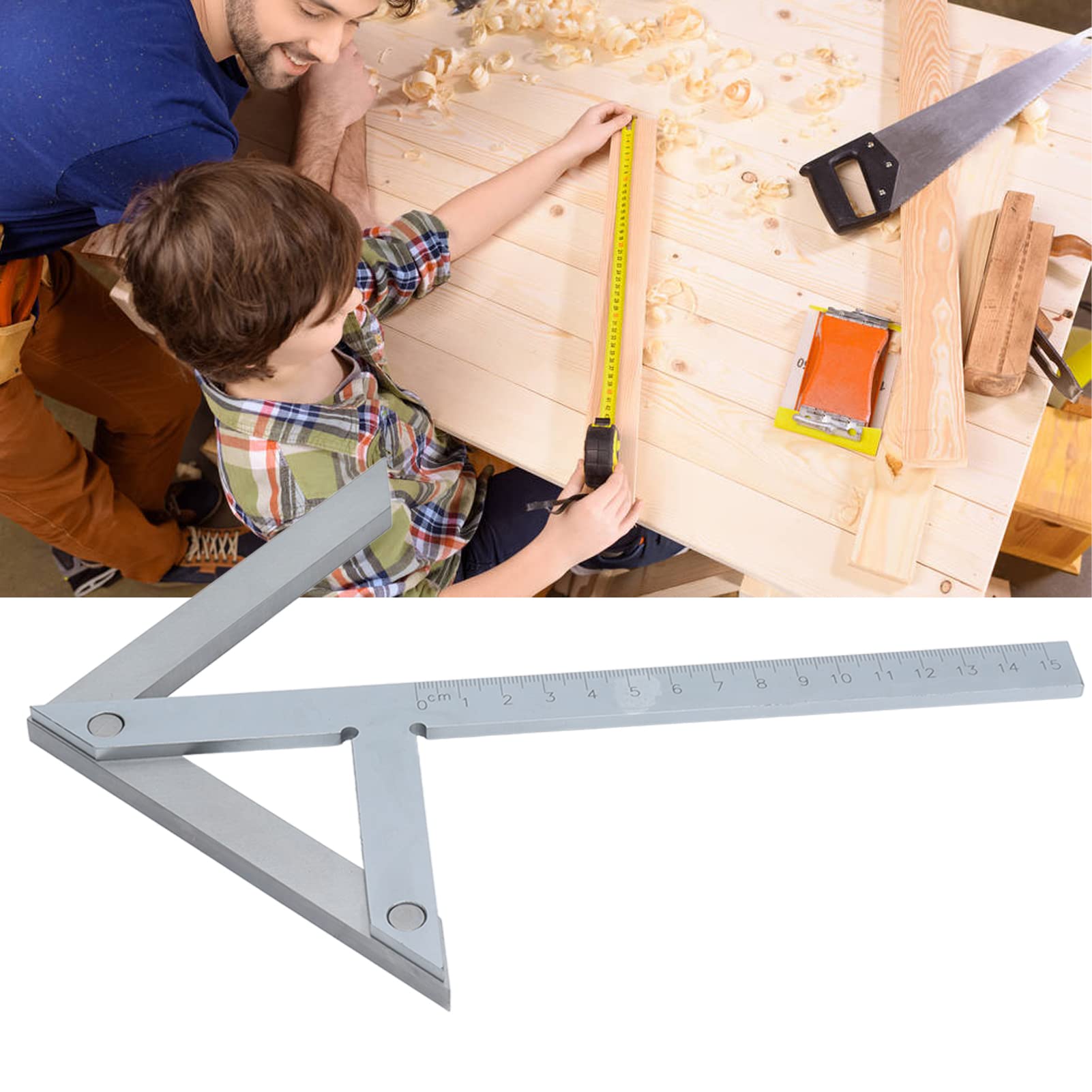 Règle de jauge de rayure à angle central en acier inoxydable, outil de recherche de centre de recherche de jauges de centrage 150x130mm pour plaque circulaire