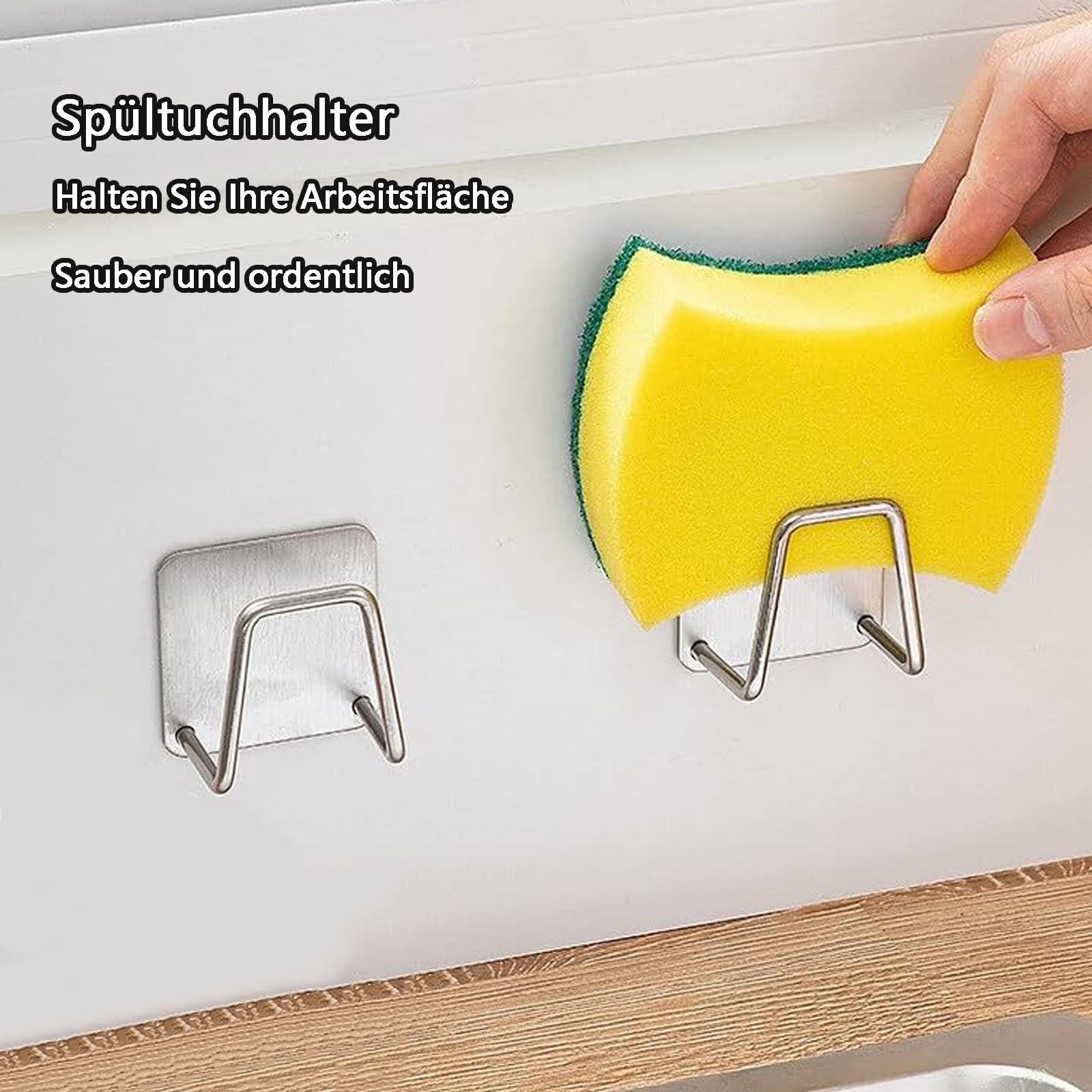 Porta Asciugamani Adesivo, Multifunzionale Portasciugamani da Bagno, Portasciugamani Autoadesivo Acciaio Inossidabile, Con 2 Supporti per Spugna in Acciaio Inox, per Rooms, Bathroom, Kitchen e Bidet