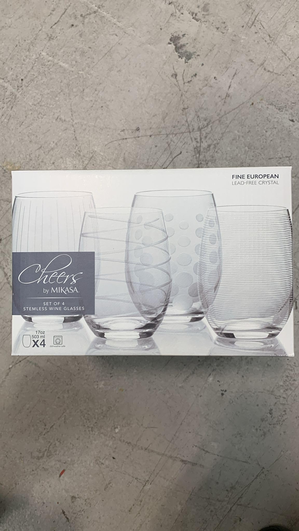 Mikasa Assorted Cheers Stemless Wine Glasses, Set Of Size 4