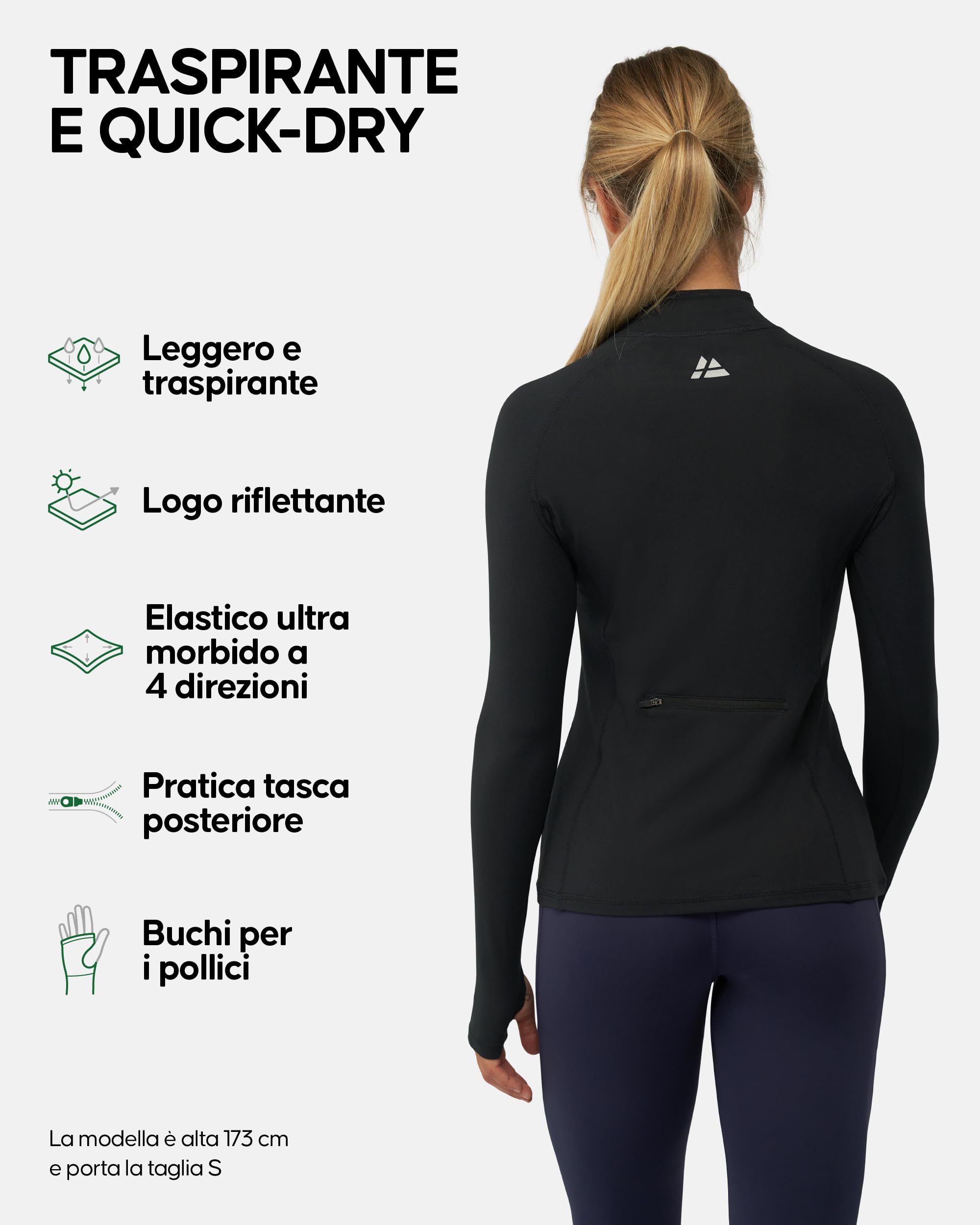 DANISH ENDURANCE Maglietta Sportiva a Manica Lunga, Ideale per Running e Outdoor, con Zip e Dettagli Riflettenti, da Donna