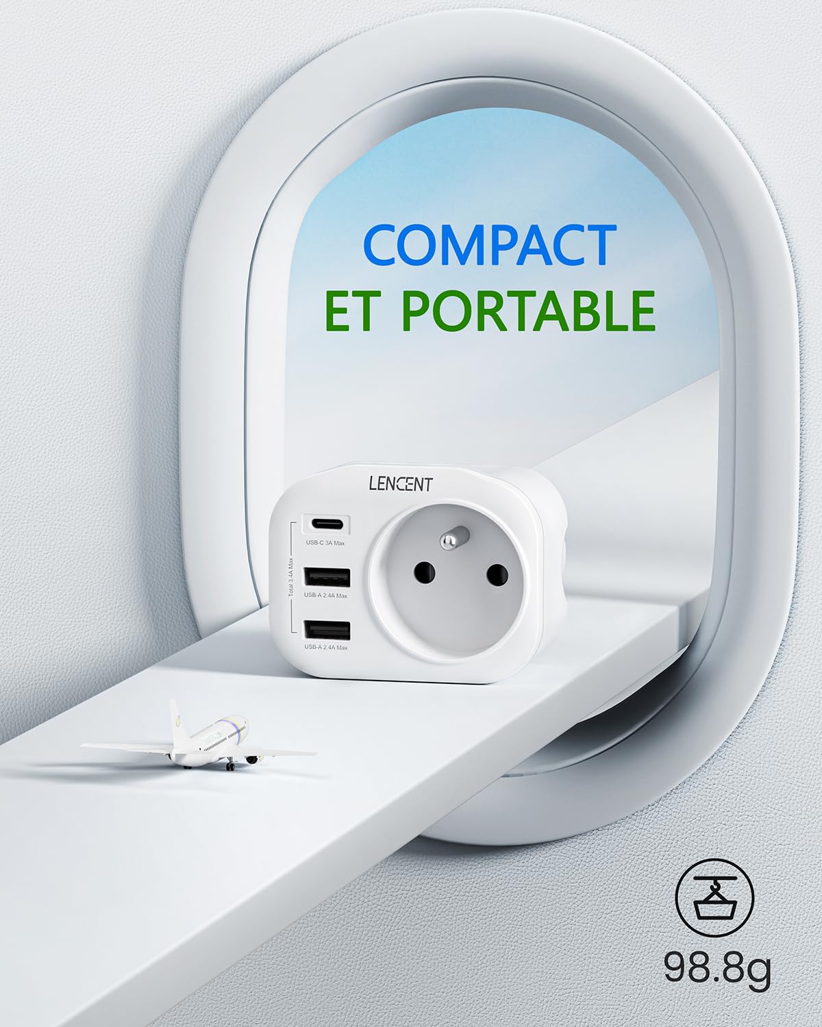 LENCENT Adaptateur Prise AU Australie Chine Nouvelle-Zélande, avec 2 Ports USB & 1 Port USB-C adapté à AUS Prise Française Adaptateur électrique Mâle AU Femelle France, Type I