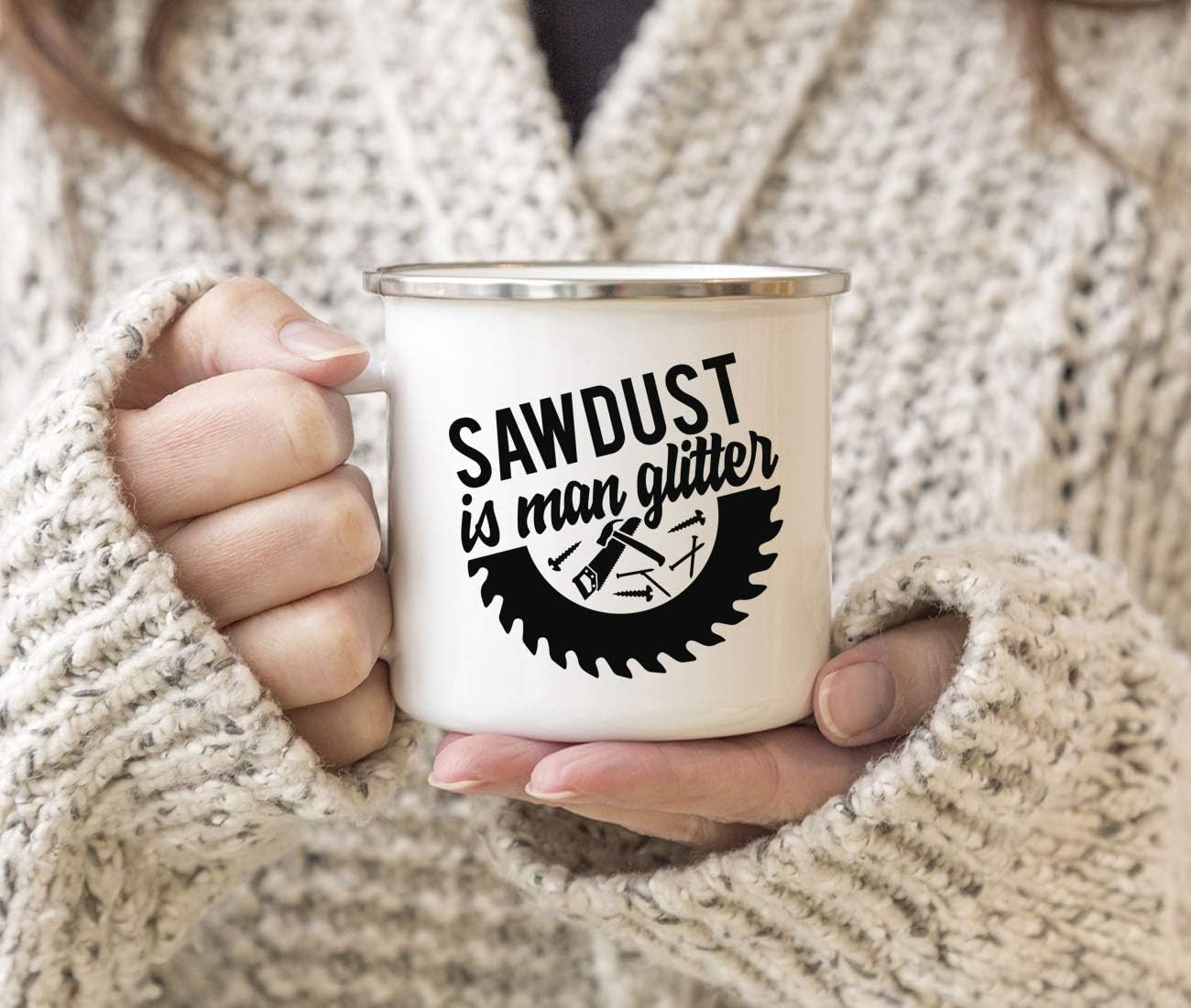 Andaz Press Father's Day 11oz. Stainless Steel Campfire Coffee Mug Gift, Sawdust is Man Glitter, 1-Pack, Father's Day Birthday Christmas Gift for Dad, Stepdad, Grandpa, Bonus Dad, Includes Gift Box
