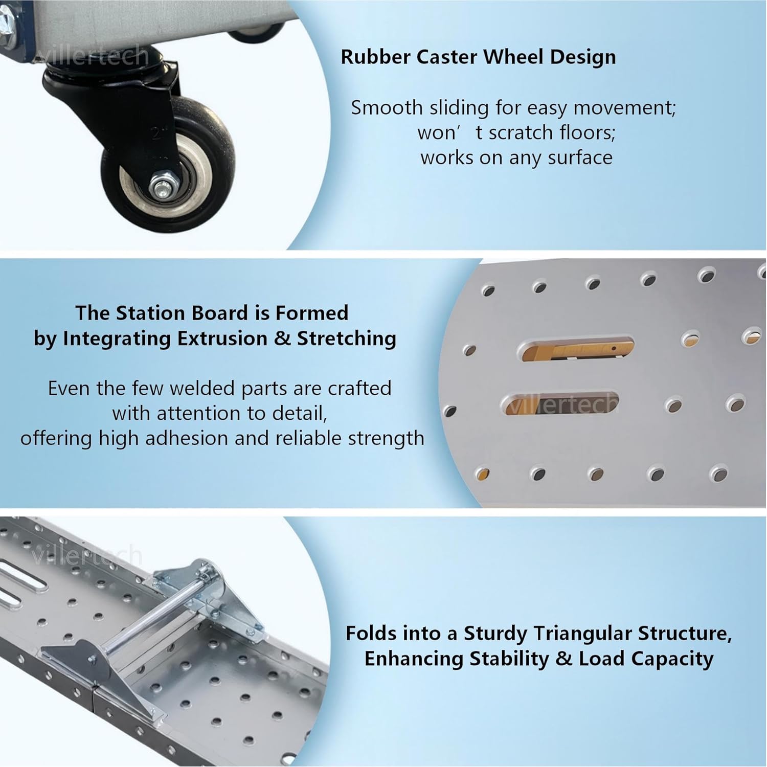 Folding Scaffolding Platform 1100 Lbs Height Adjustable Anti Slip Steel Step Ladder Stool with Galvanized Coating Anti-Slip Feet for Construction Car Washing Roof Snow Removal（47" Wide）