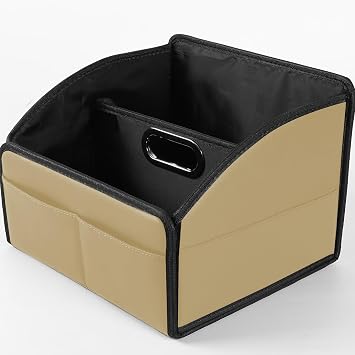 Car Storage Organizer, Leather Front & Back Seat Caddy Beige