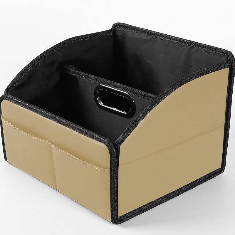 Organizador Automotivo para Encosto de Banco em Couro Sintético Bege Uplien FJS005