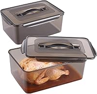 PitPassionInnovGrill 2-Pack Brining Containers 12.5Qt & 8.3Qt Leakproof Lids for Turkey Chicken BBQ Meat Marinade Storage