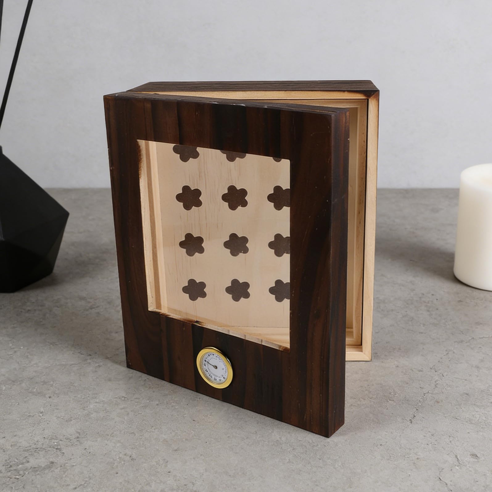 Baluue Scatola per Sigari in Legno con Igrometro e Umidificatore Doppio Strato per Conservazione a Casa Bar