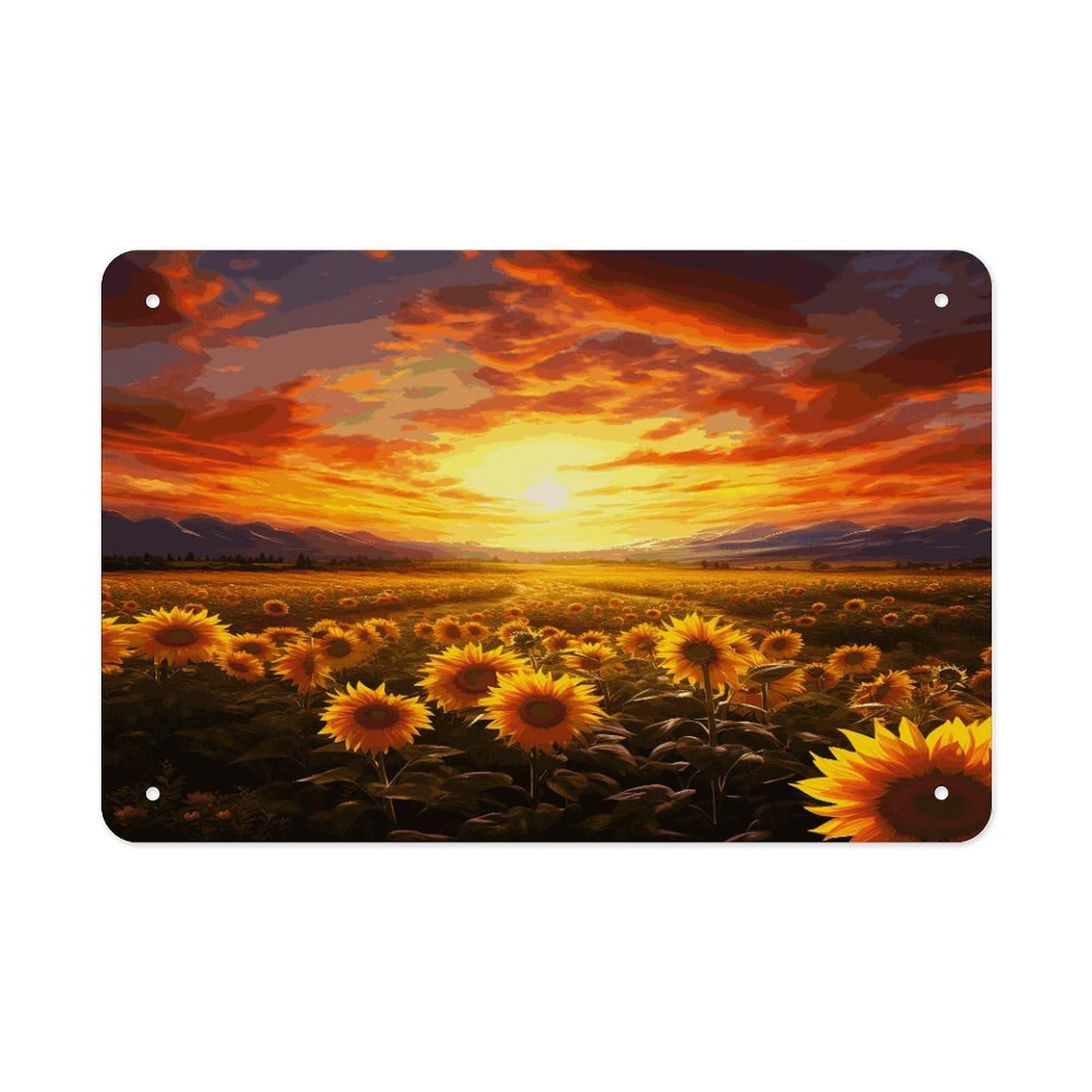 Retro Metal Signs Decorations Vintage Dreamlike Sunset Of A Sunflower Field Tin Sign Iron Painting Home Family Poster Personalized Art Wall Decor Funny Plaque Sheet for Home Gift Party 8x12 In