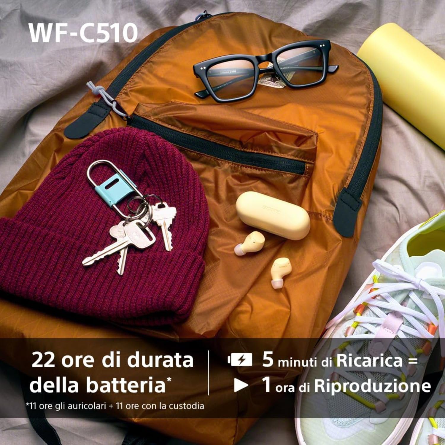 Sony WFC510 True Wireless Cuffie Bluetooth Multipoint IPX4 Spotify Tap Ricarica Rapida 22h Nero