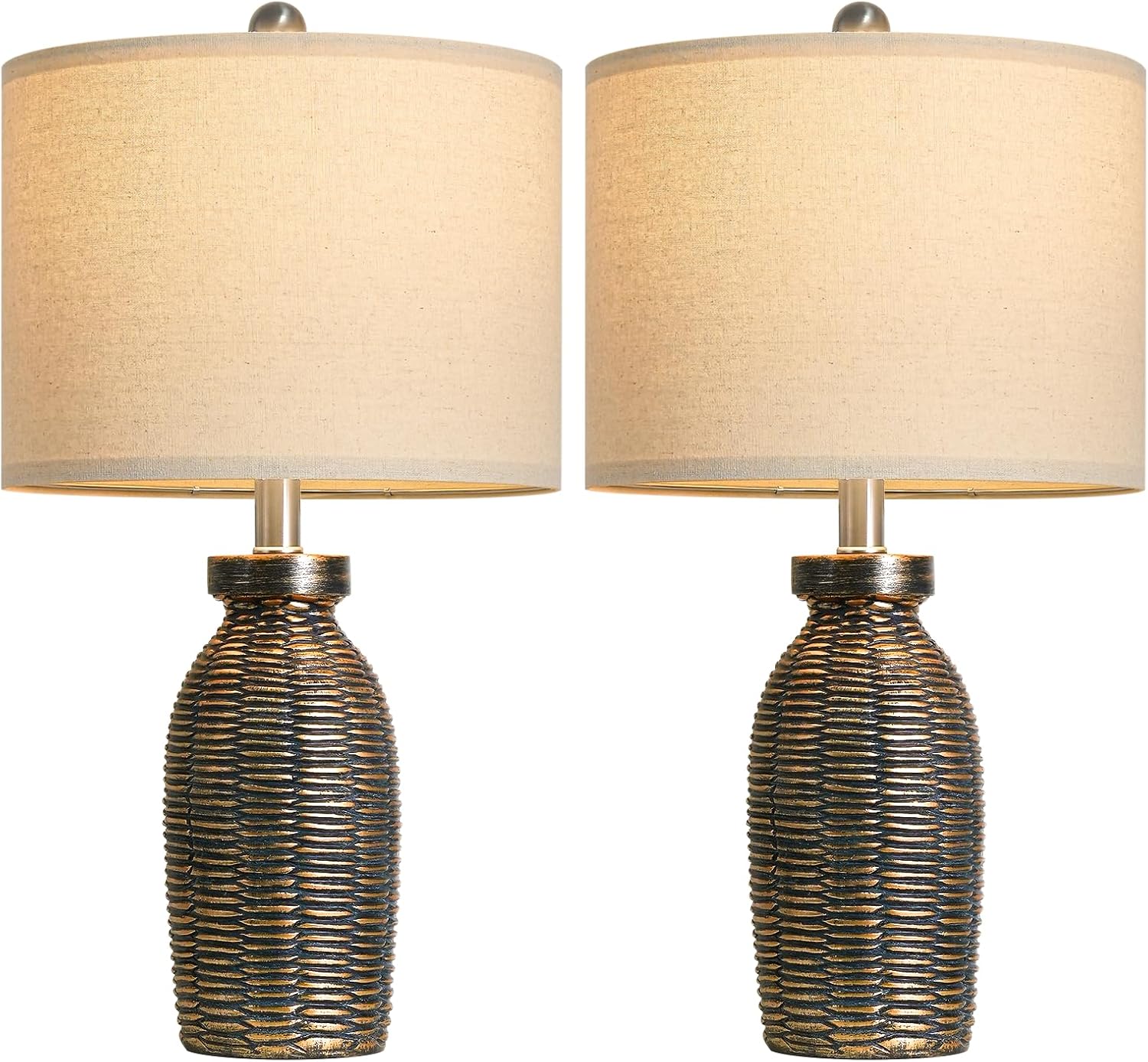 22.75" Table Lamps for Living Room Small Lamps for Bedroom Bedside Lamps Set of 2 Boho Lamps for Night Stands Nightstand Lamp Farmhouse Vintage Rustic Modern Side End Table Lamp Light Home Deco Gifts