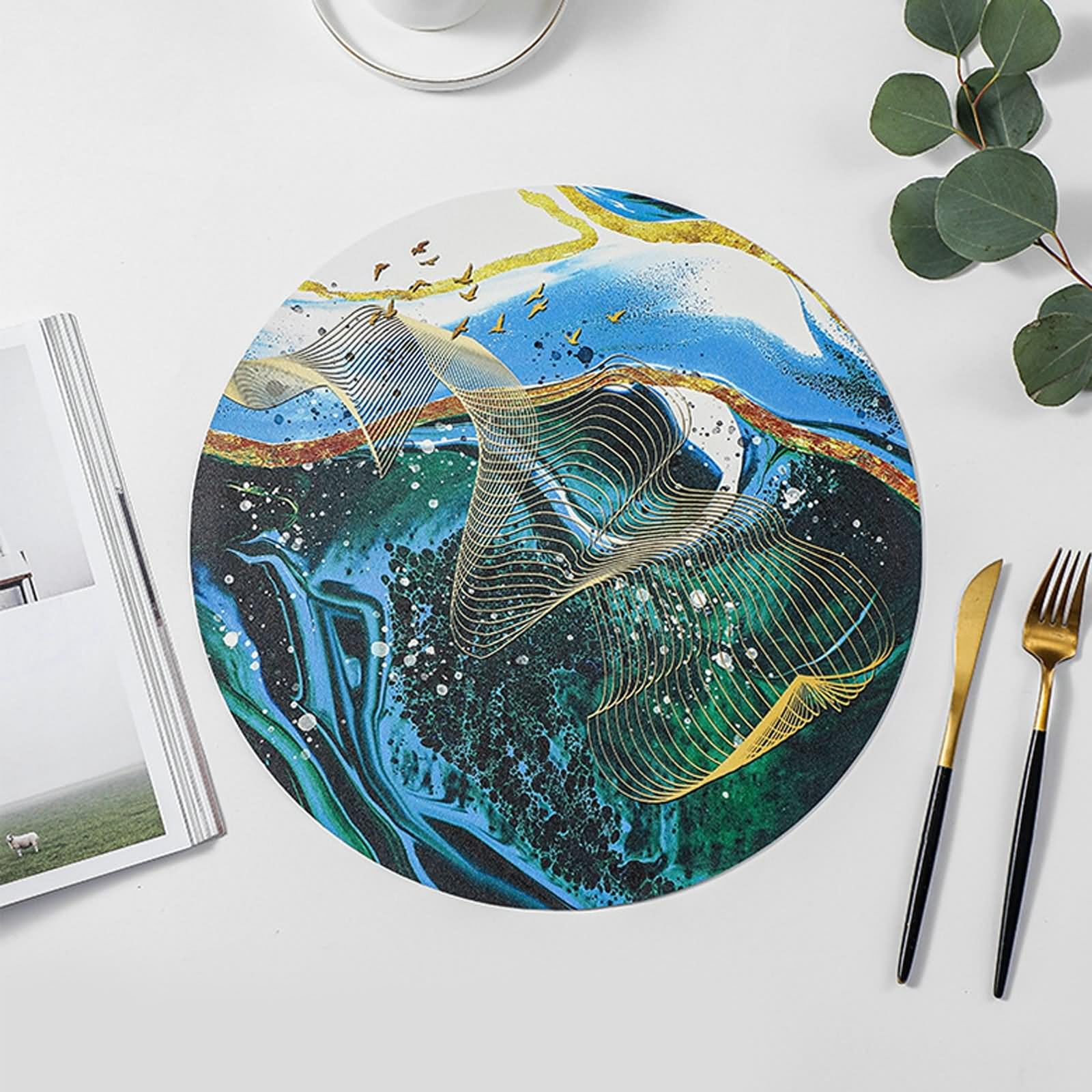 Lot de 6 Dessous de Table Grand 35cm, Set de Table Thème Zen avec Motif PVC Multicolore