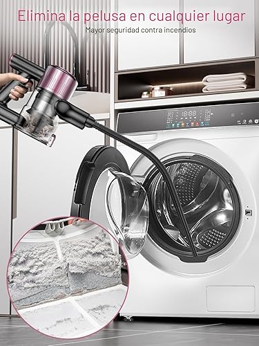 Miniatura 4 de Aspiradora inalámbrica, aspiradora de palo 10 en 1 con potente succión, manguera, luz LED verde, cepillo antienredos, aspiradora recargable ligera