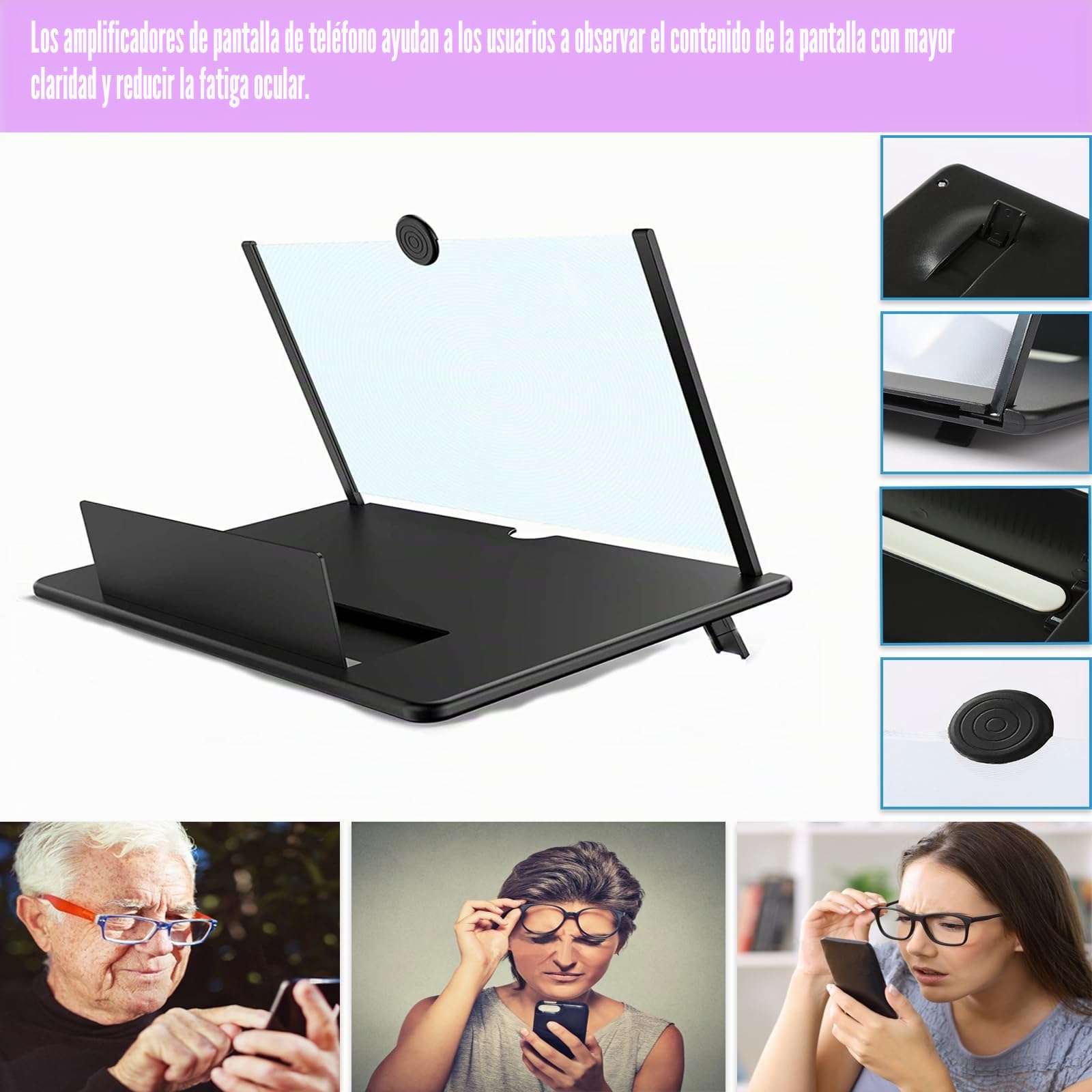 Lupa de Pantalla de Teléfono Móvil de 16 Pulgadas para Todos Los Teléfonos Inteligentes, Lupa de Pantalla con un Paño de Limpieza Exquisito.