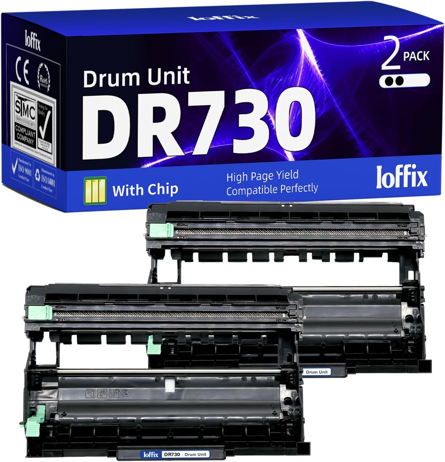 DR730 Drum Unit Compatible for Brother Drum DR730 DR-730 Work with MFC-L2750DW MFC-L2710DW MFC-L2750DWXL HL-L2390DW HL-L2350DW DCP-L2550DW HL-L2370DW Printer (2 Drums, NOT Toner)