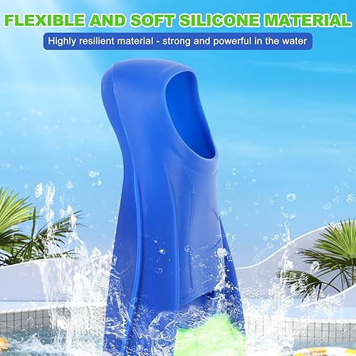 Miniatura 2 de Aletas de natación para niños, aletas cortas de natación para entrenamiento de natación y buceo, tamaño adecuado para principiantes, niños, niñas,