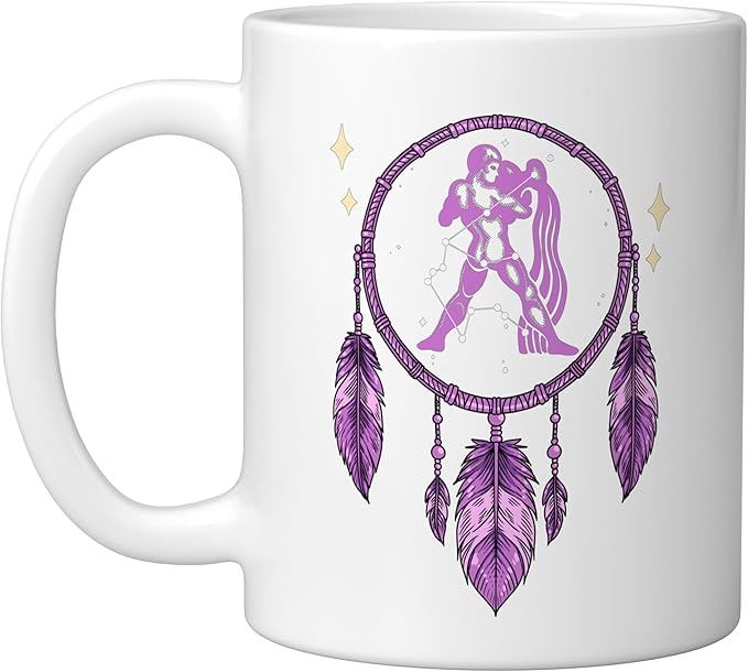 Aquarius Zodiac Sign Ceramic Mug, White