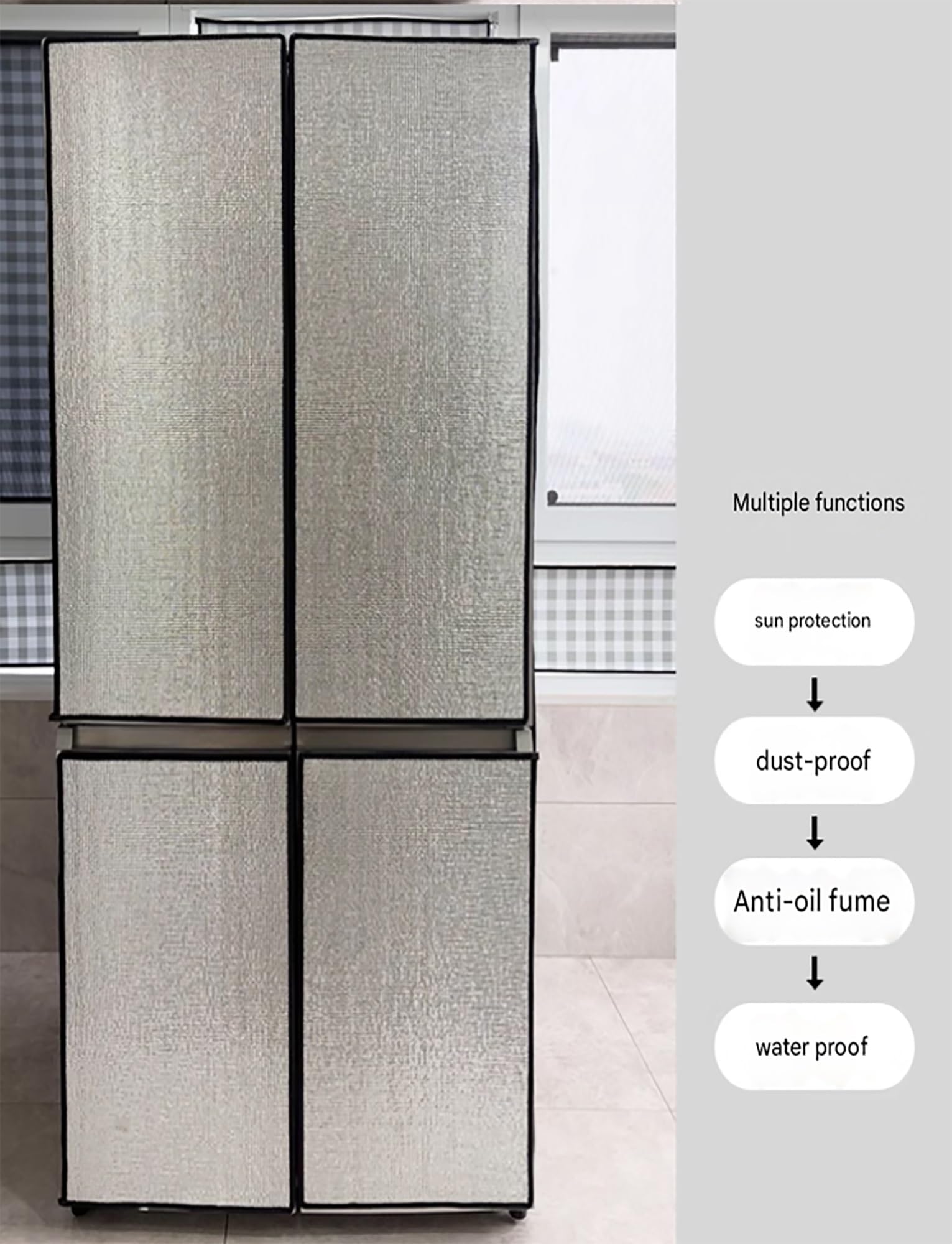 Générique Housse Isolante en Aluminium for réfrigérateur, Pare-Soleil Universel à économie d'énergie for congélateur, Bouclier Thermique résistant à la Chaleur(60x141cm/23.6x55.5in)