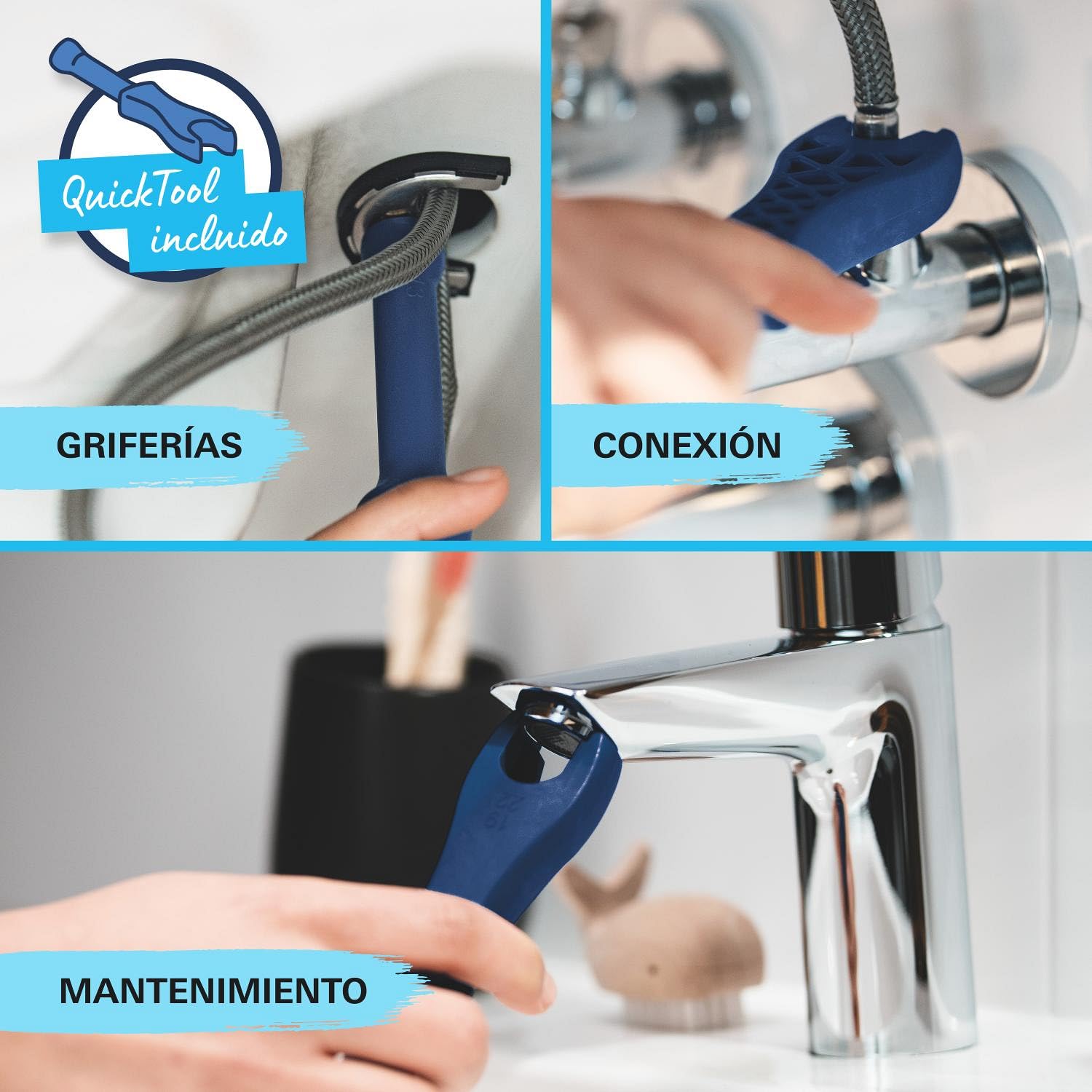 GROHE Start Grifo mezclador monomando para lavabo QuickFix (ahorro de agua, tamaño S, ahorro de energía, montaje rápido, con limitador de temperatura), Negro mate 235512432