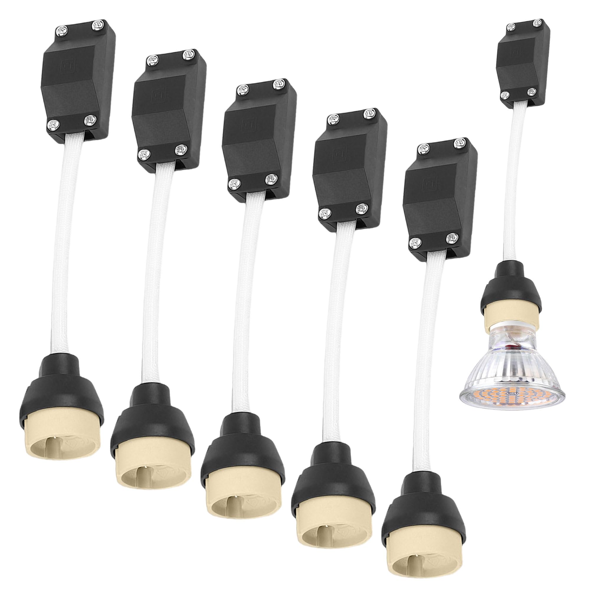 Heyung 5PCS GU10 Lamp Holder, High Temp Ceramic Base with Terminal Box for GU10 LED Bulbs Halogen Lamps Light Fitting Spotlights & Downlights Etc