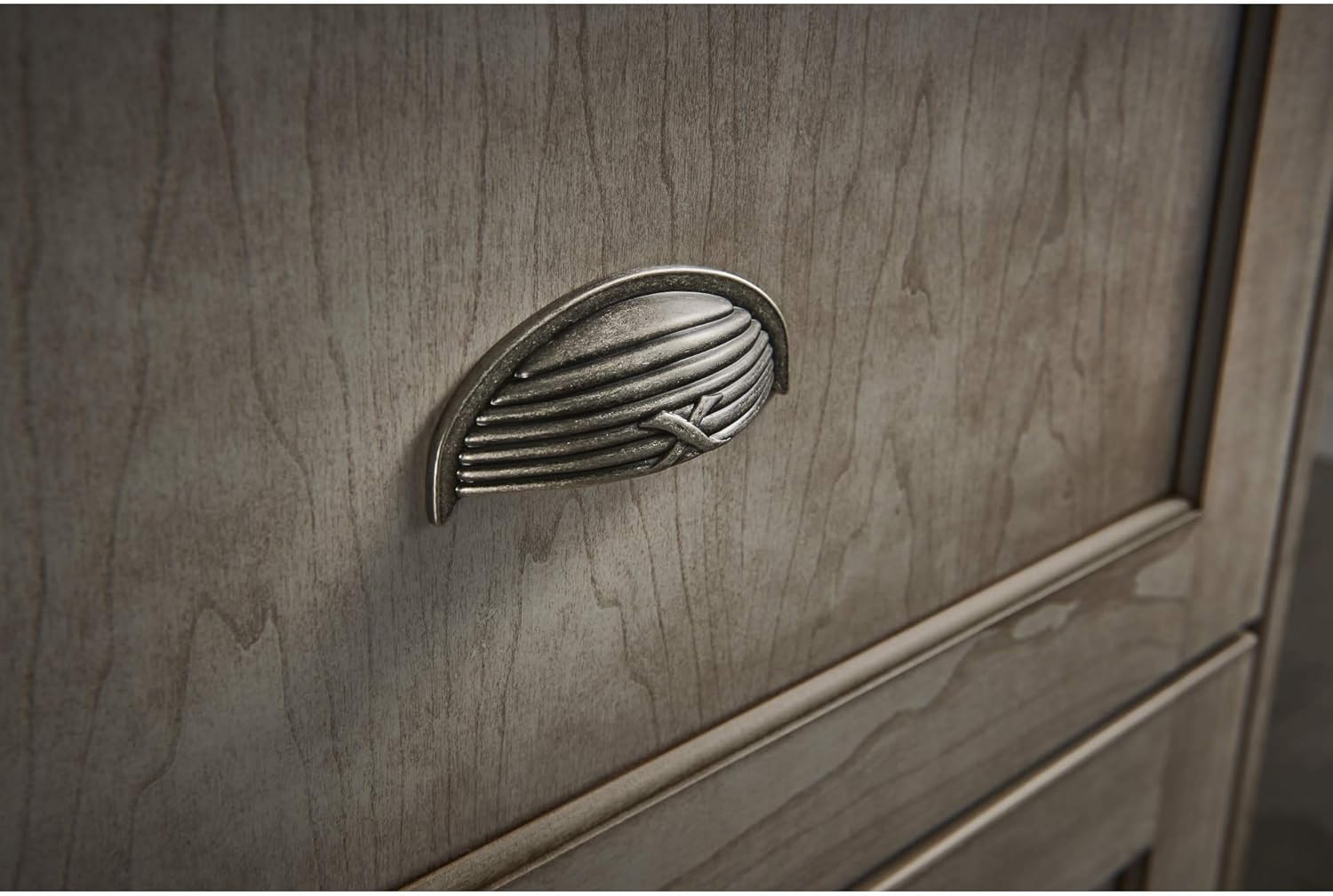 Top Knobs M938 Edwardian Collection 3 Inch Ribbon & Reed Cup Cabinet Pull, Pewter Antique Finish
