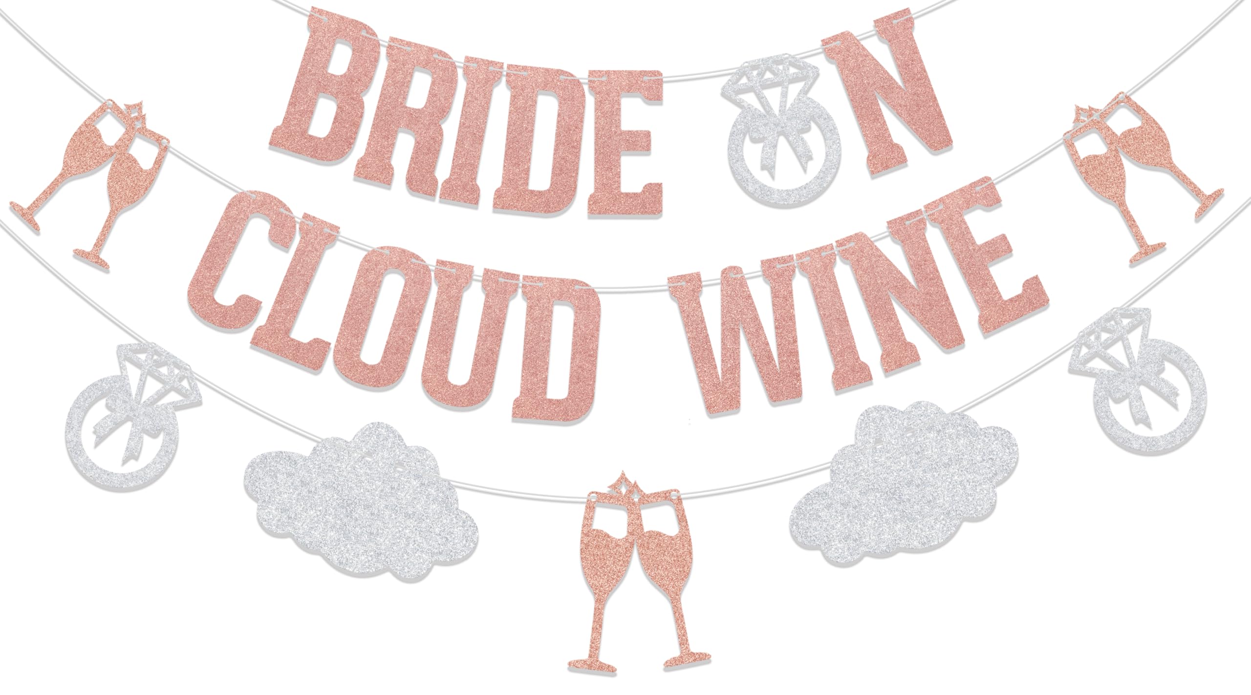 KEWUFD Bride on Cl*ud Wine Banner,Bachelorette Party Decoration For Wedding Bride Garland Sign, Funny Bridal Shower Party Decorations Supplies Rose