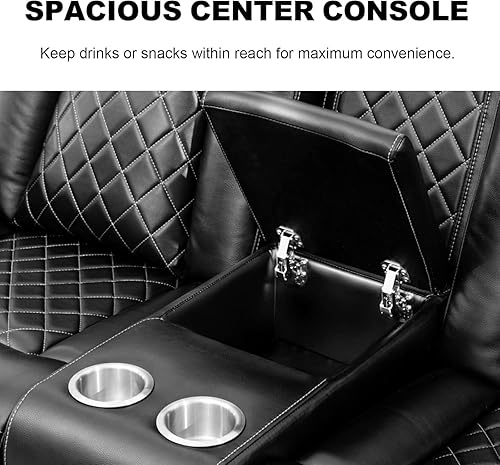 Miniatura 8 de COMHOMA Power Living Room Furniture Sets,Electric Recliner Chair with LED Light,Sectional Sofa Loveseat with Wireless Charging,Spacious Storage, Cup